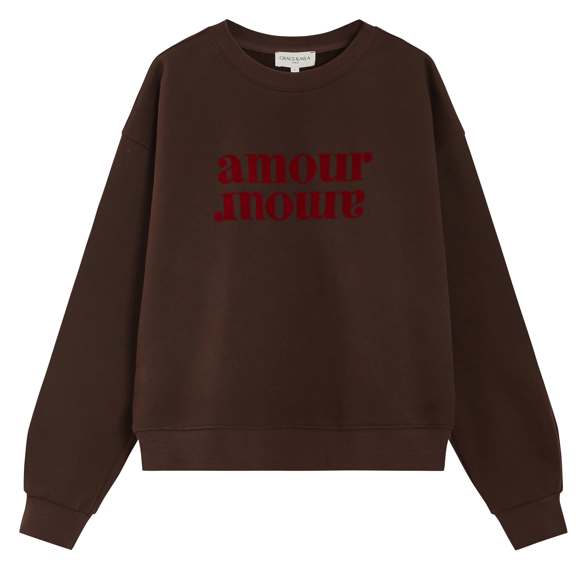 Sweat ample à empiècement en coton mélangé GRACE ET MILA Marron