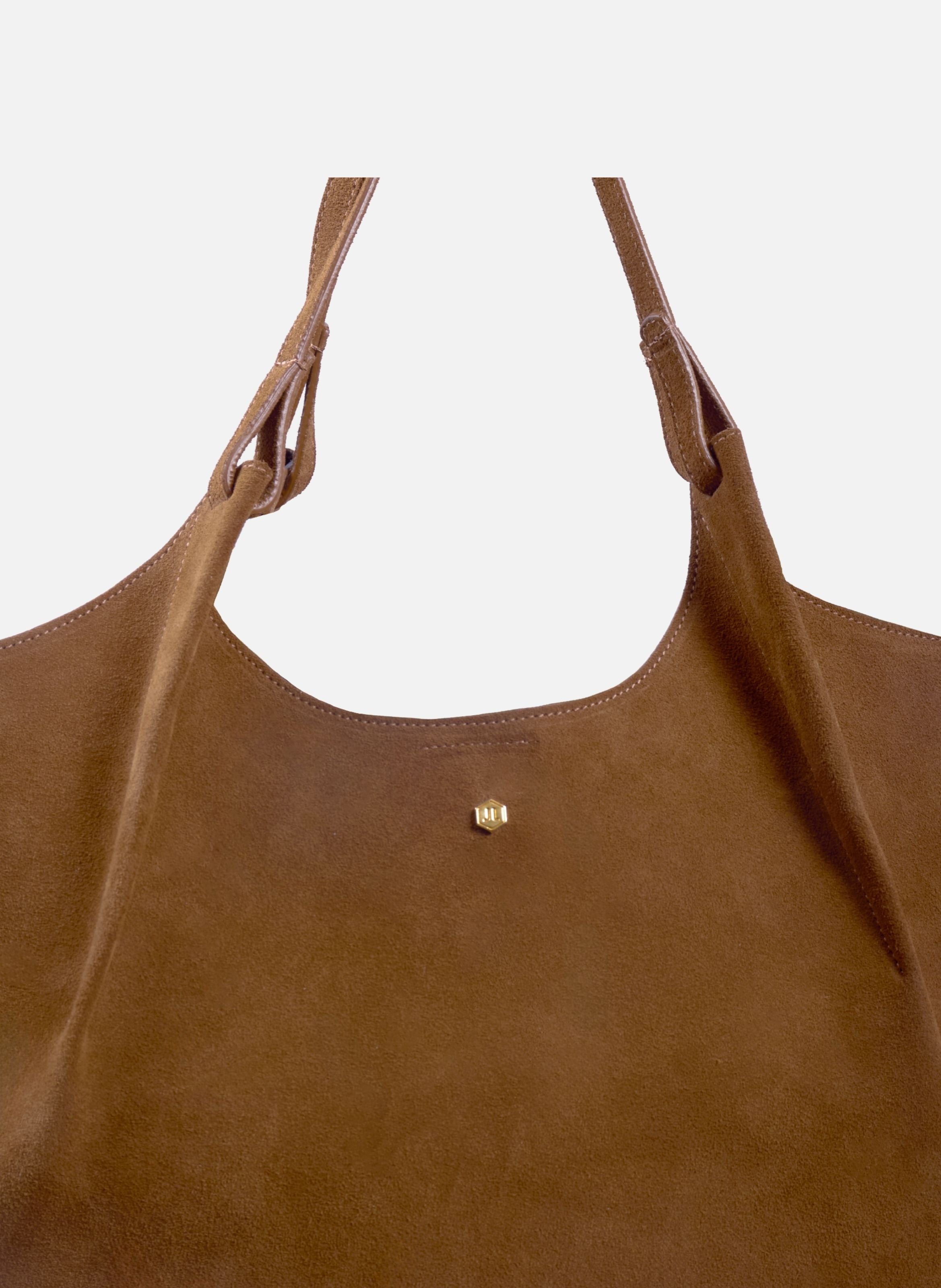 Sybil Tote Bag in Leather and Suede JULES & JENN Brown