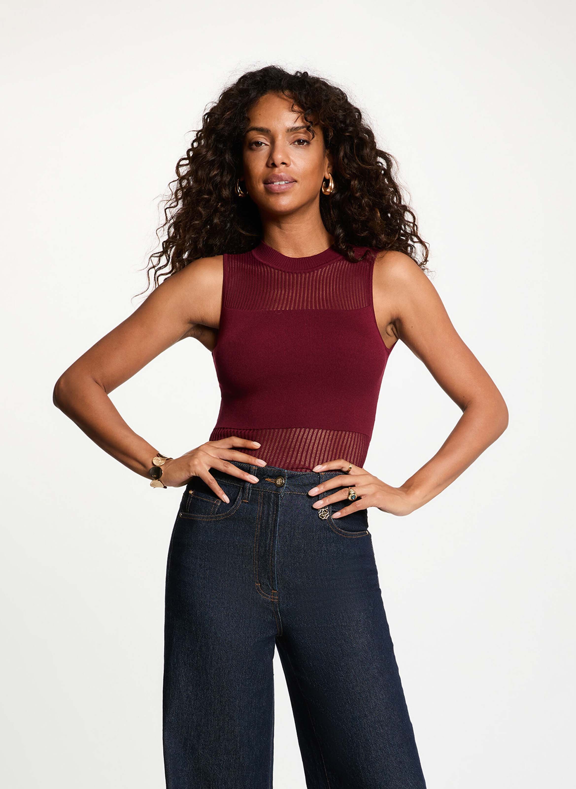 Top ajusté en maille MORGAN