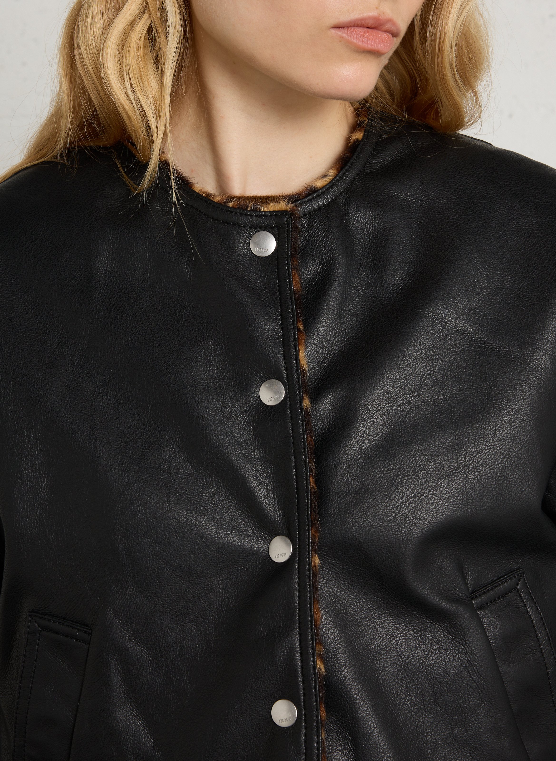 Veste courte réversible effet fourrure  IKKS Noir