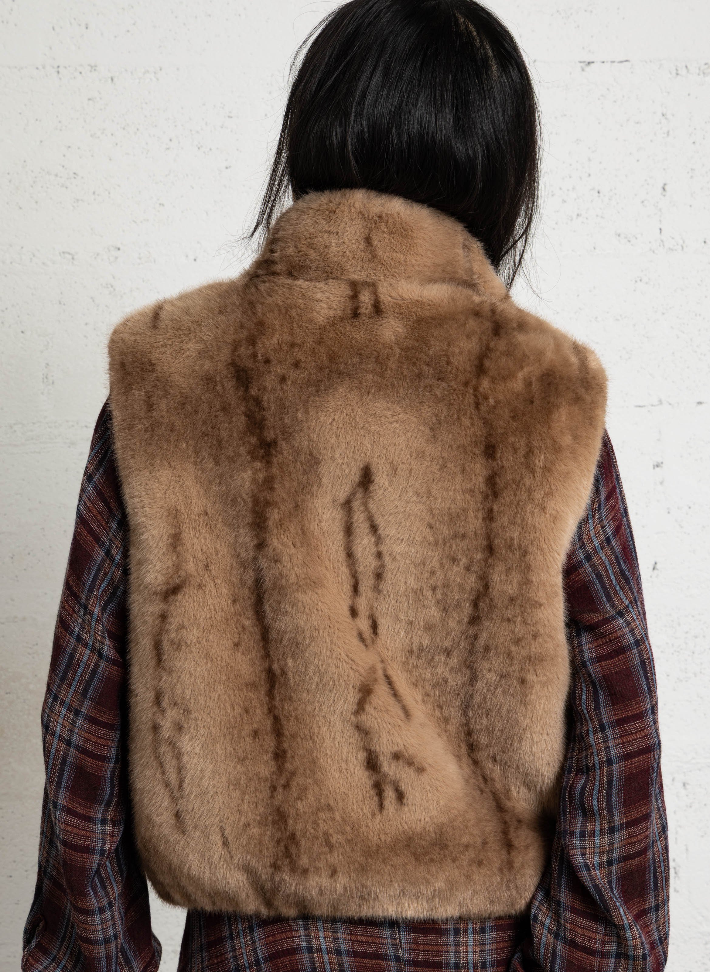 Rechte mouwloze jas met fakefur-effect MAISON 123 Grijs