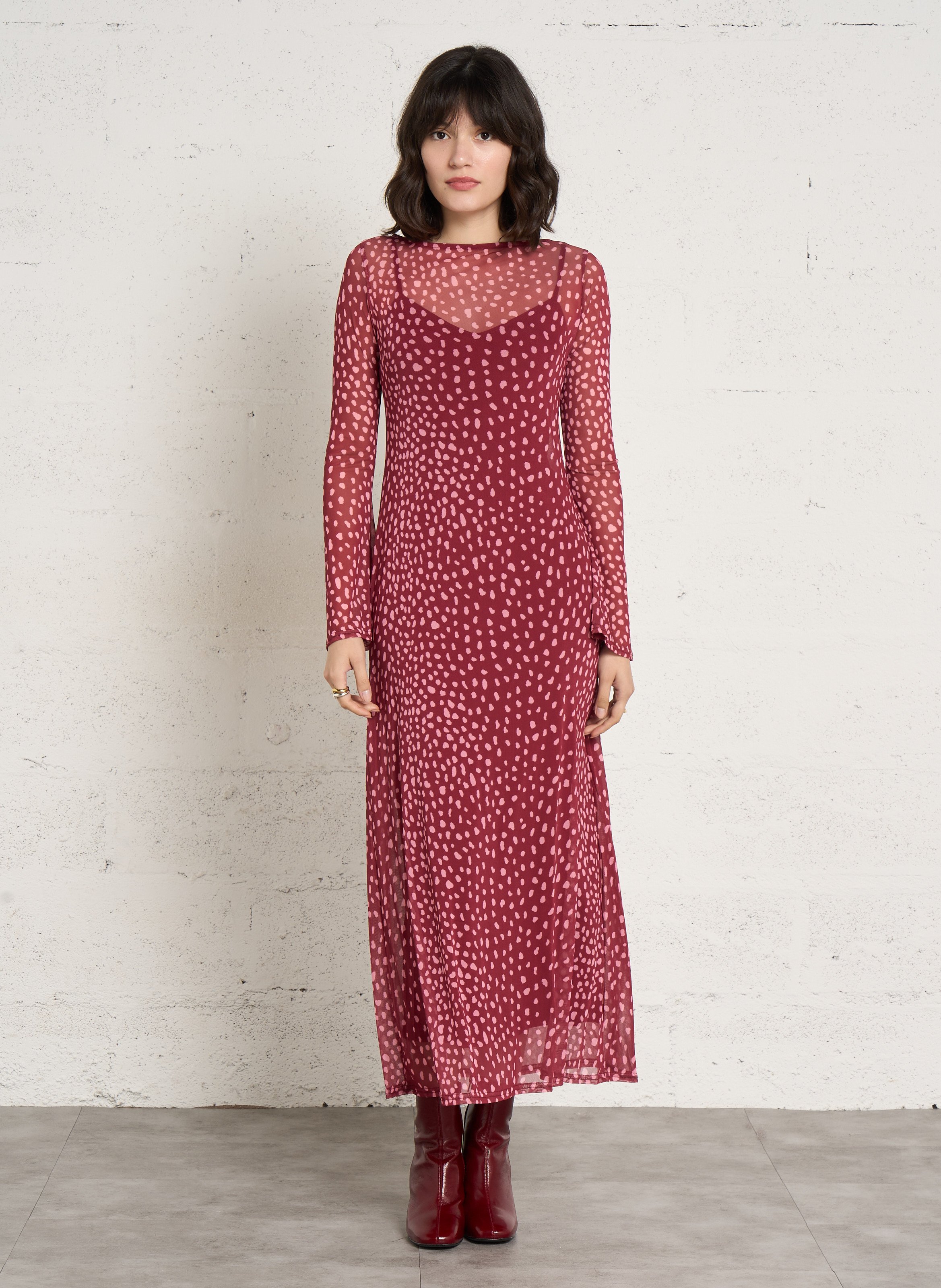 Robe longue col rond imprimée NEVER FULLY DRESSED Rouge