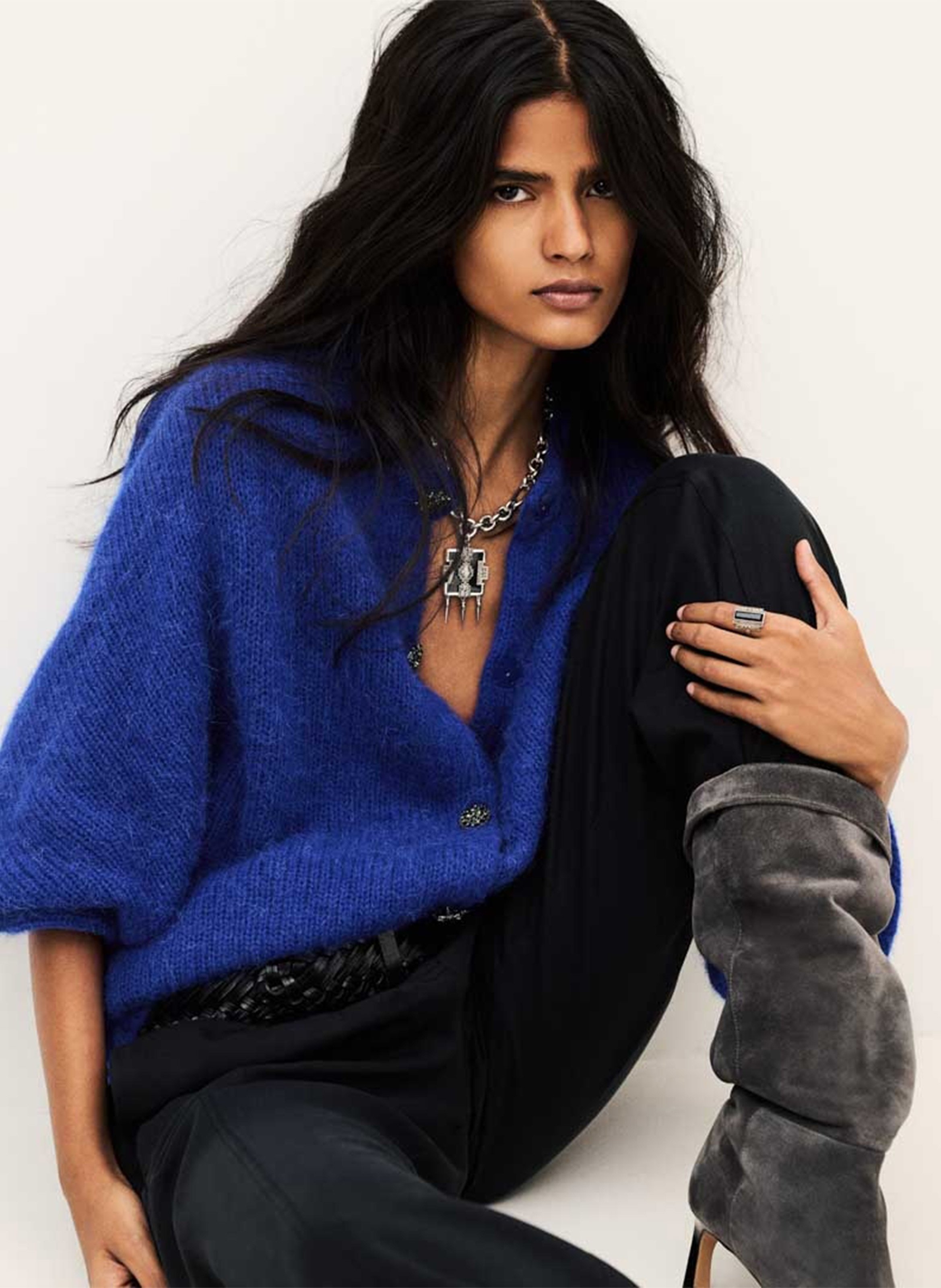 Straight wool-blend cardigan BA&SH Blue