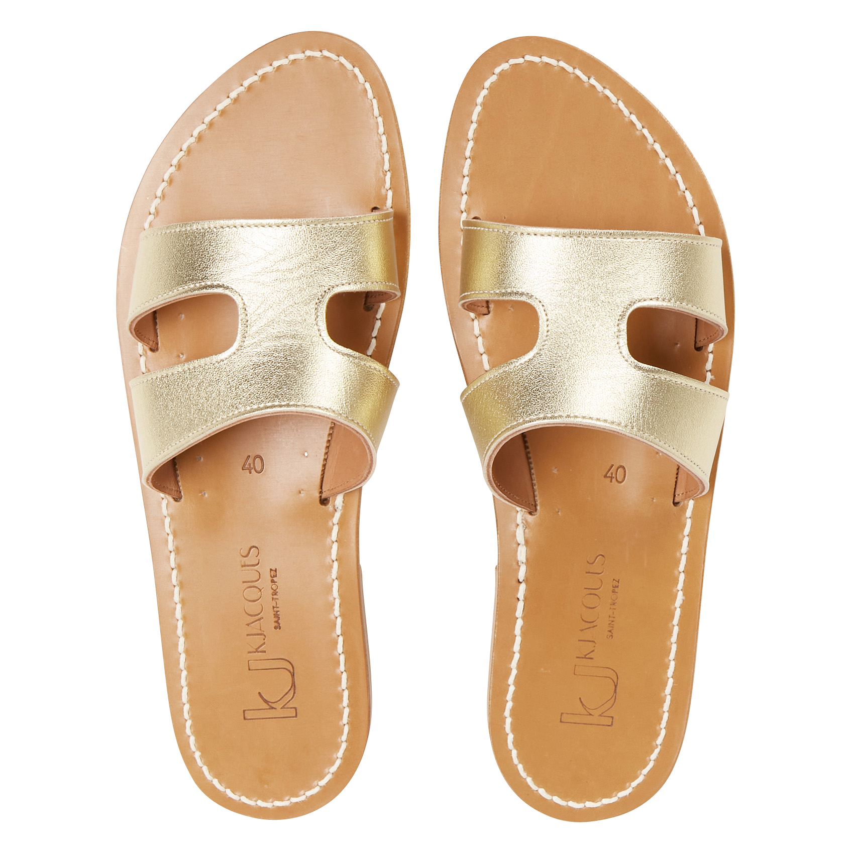 Platte, leren muiltjes K JACQUES Goudkleurig