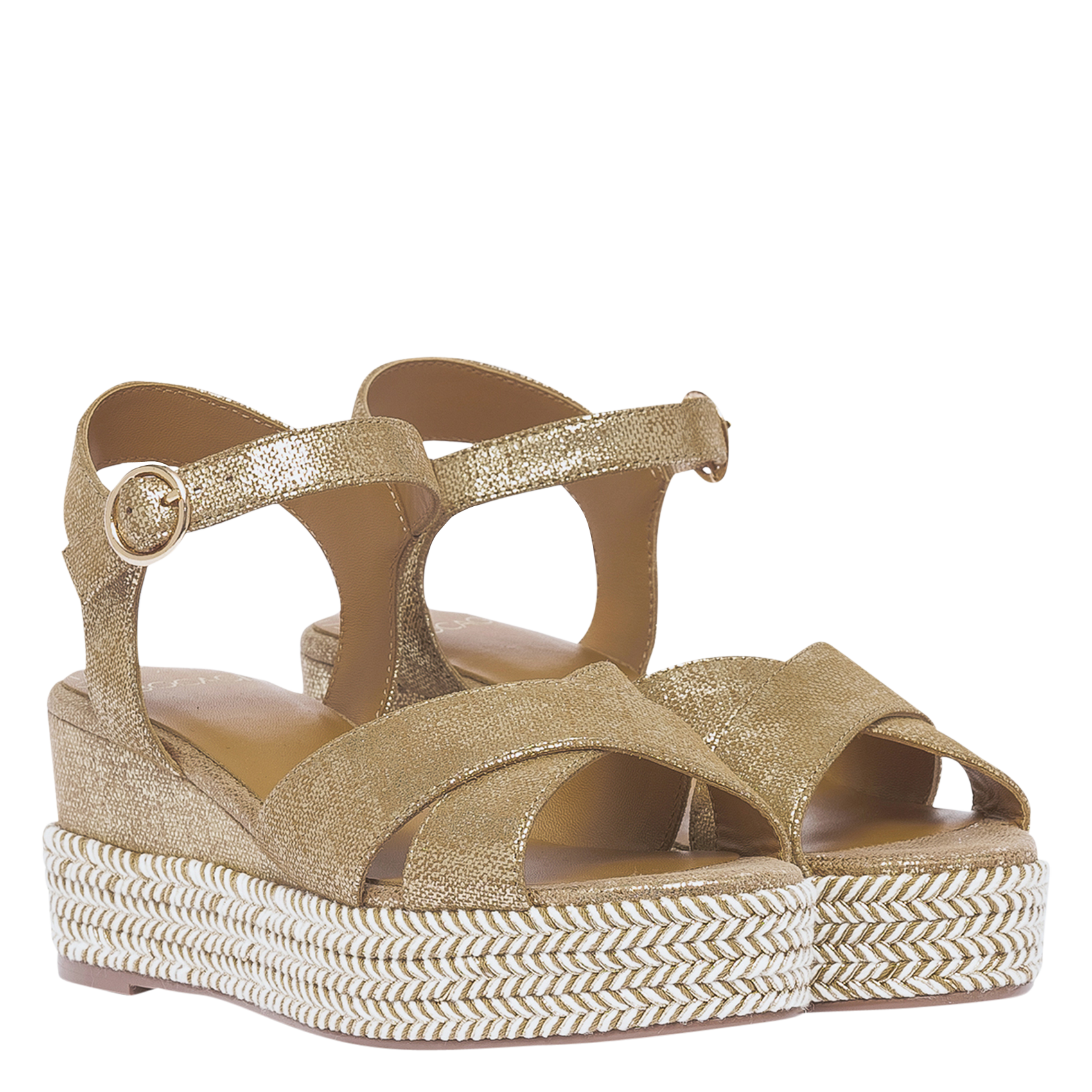 Hohe Ledersandalen mit Keilabsatz BOCAGE Golden