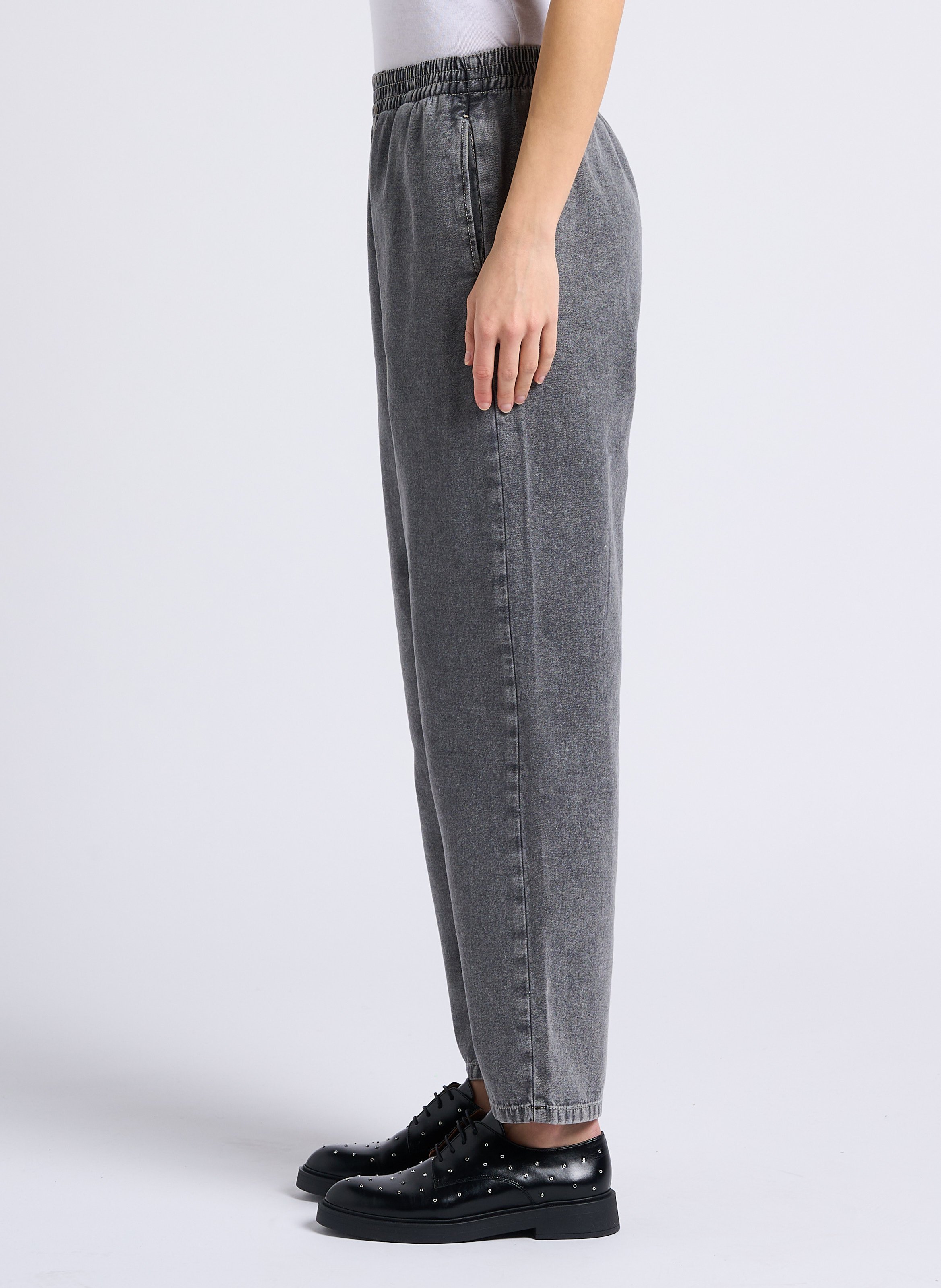 Straight Cut High Waist Jeans aus Baumwolle AMERICAN VINTAGE Grau