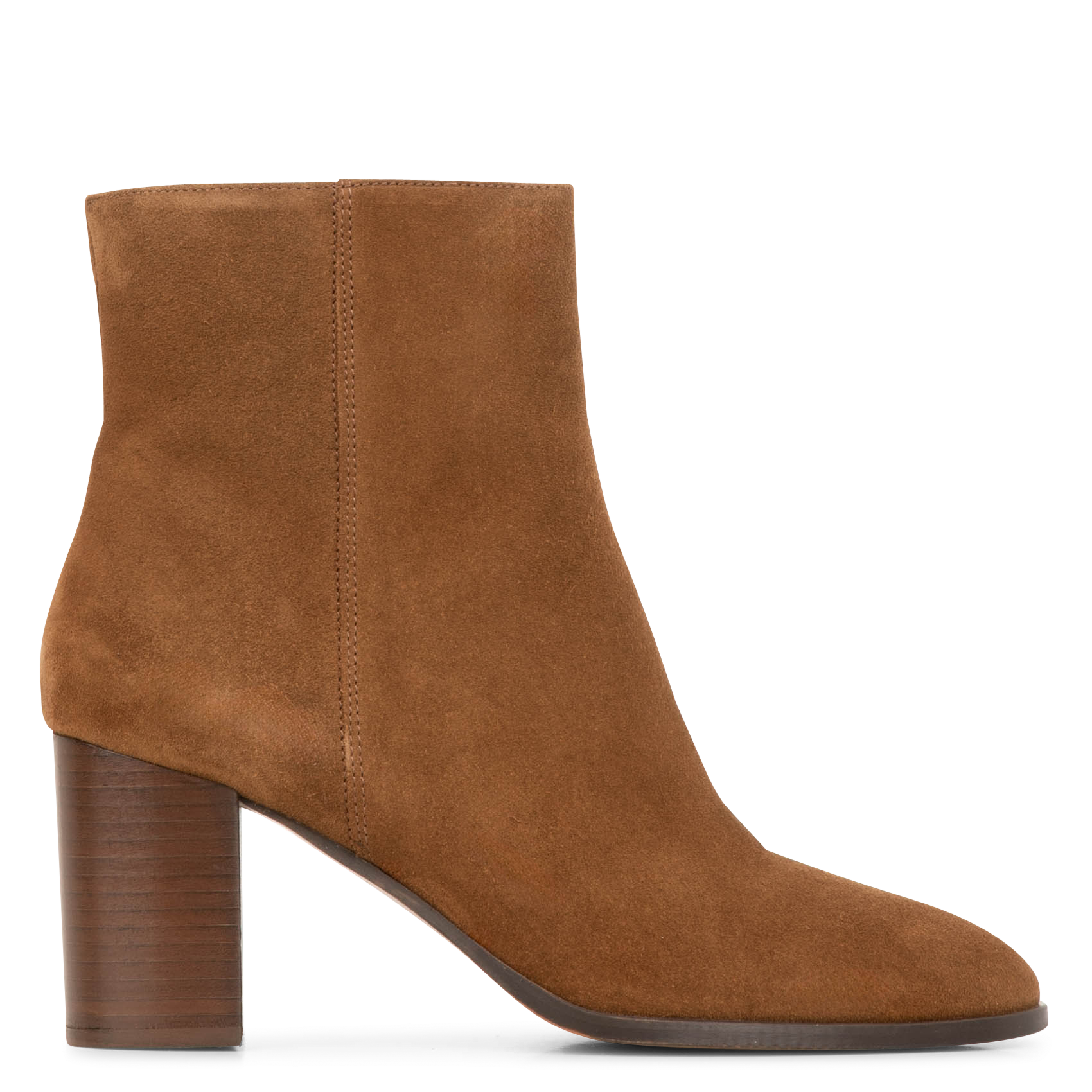 Bottines bout rond à zip en cuir velours  MELLOW YELLOW Marron