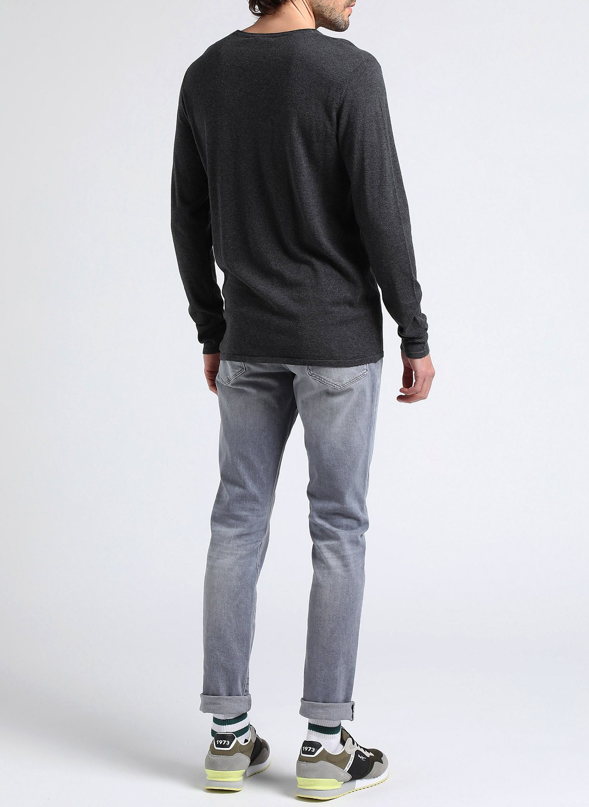 Cotton-blend straight-leg jeans SELECTED Grey