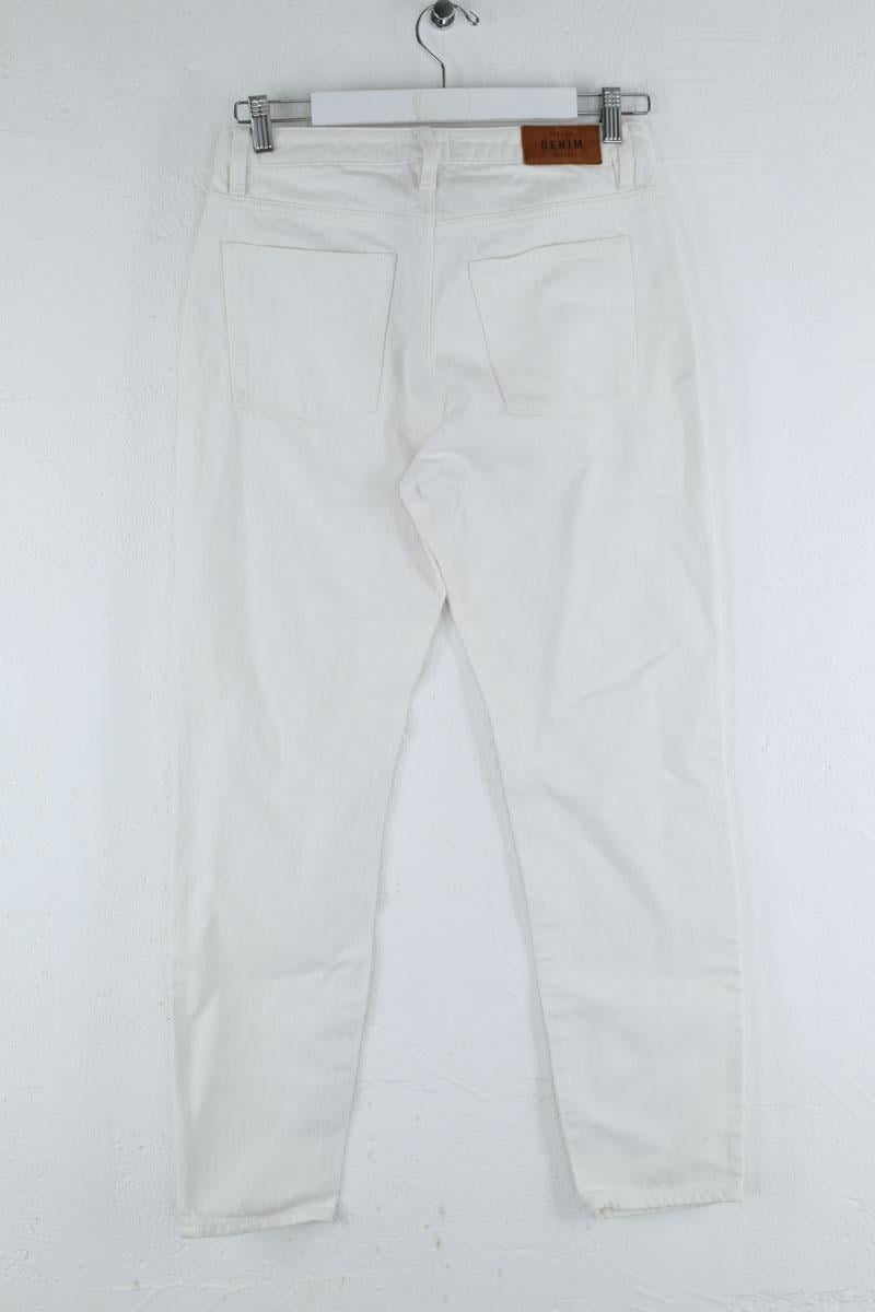 Cotton straight jeans White