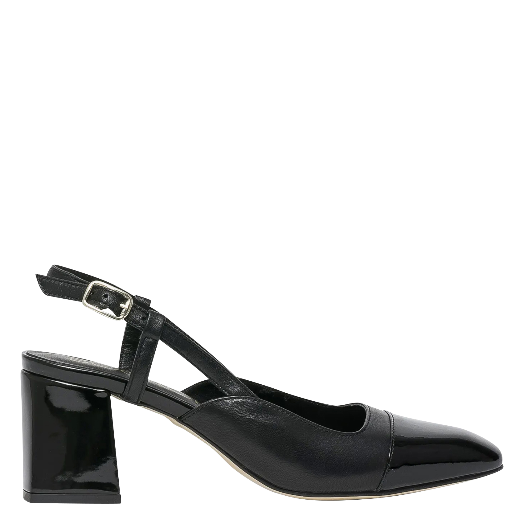 Open-toe patent leather pumps BOCAGE Black