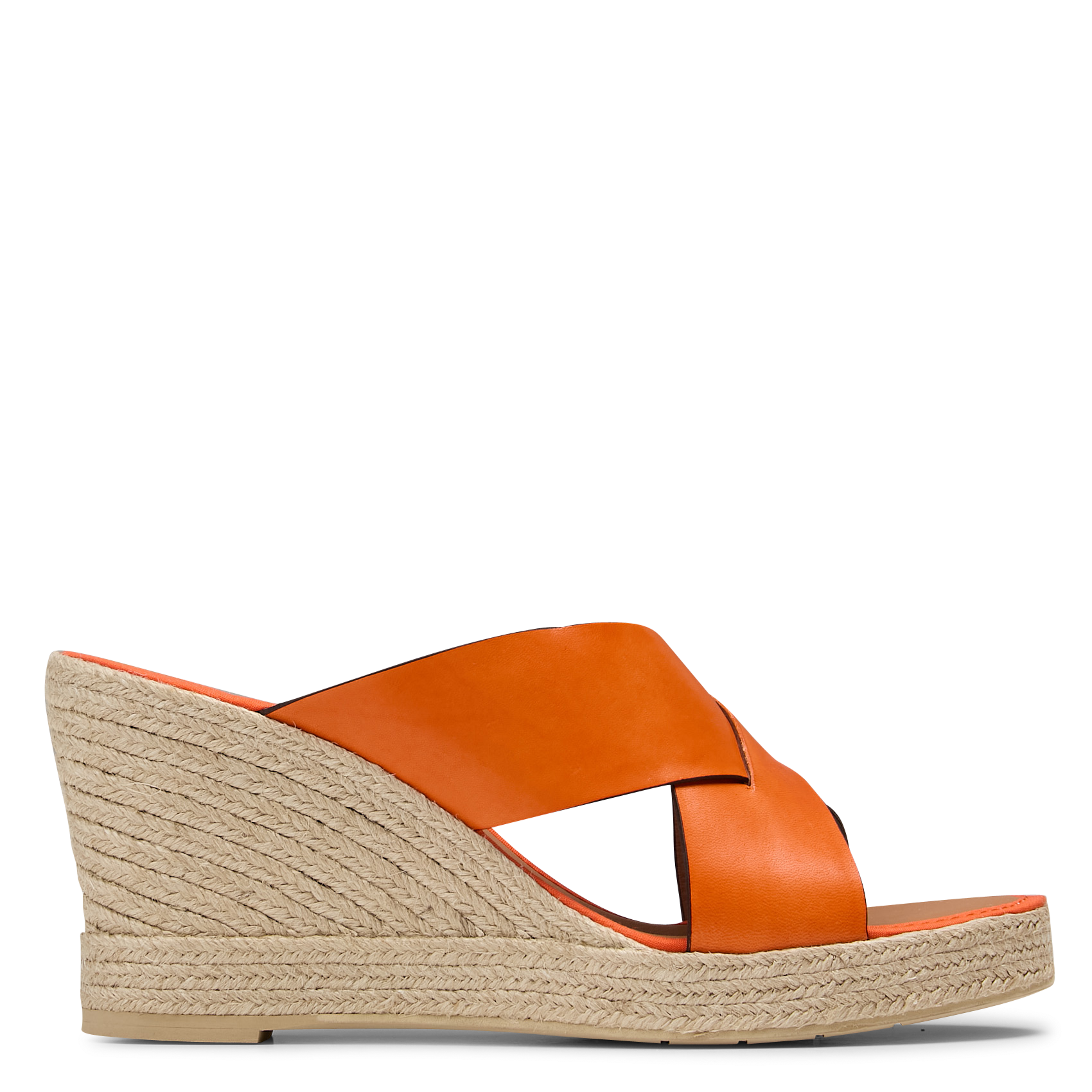 Mules compensées en cuir MON SOULIER Orange