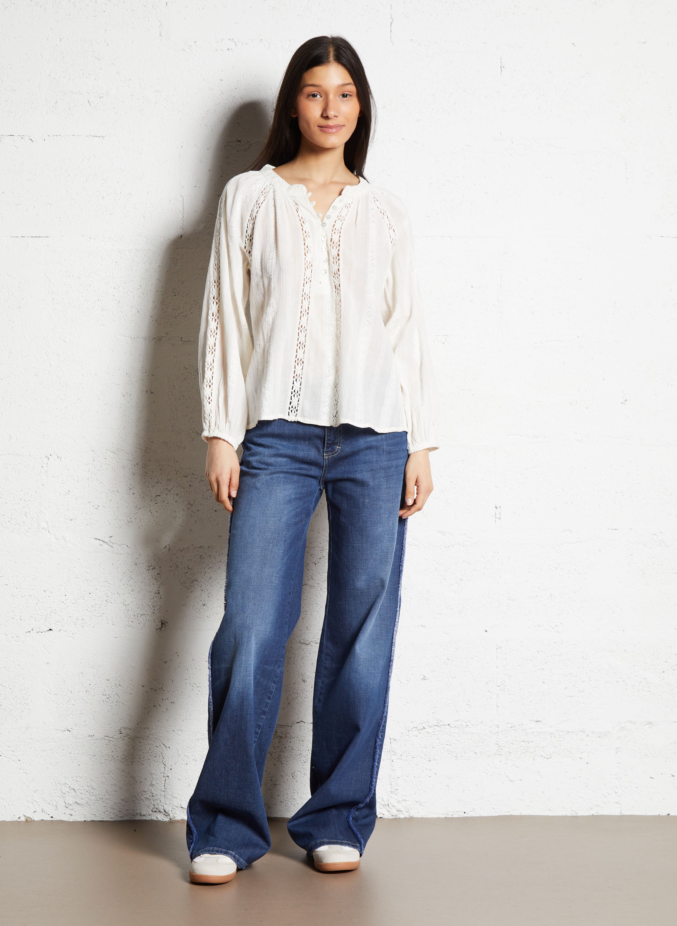 Farbige Straight Cut Jeans mit 5 Taschen PLEASE Blau