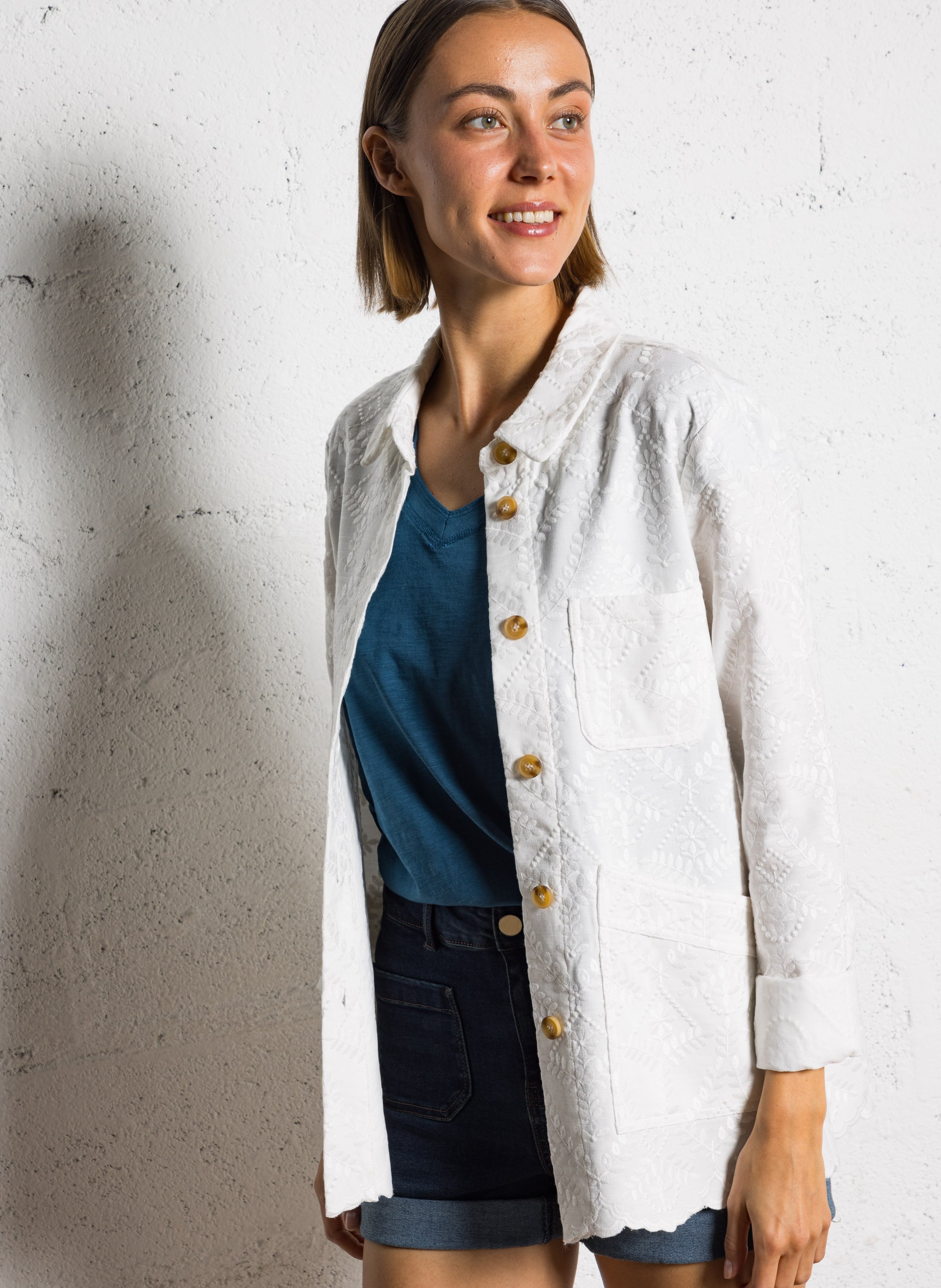 Jacke mit klassischem geradem Kragen aus bedrucktem Jacquard LA PETITE ETOILE