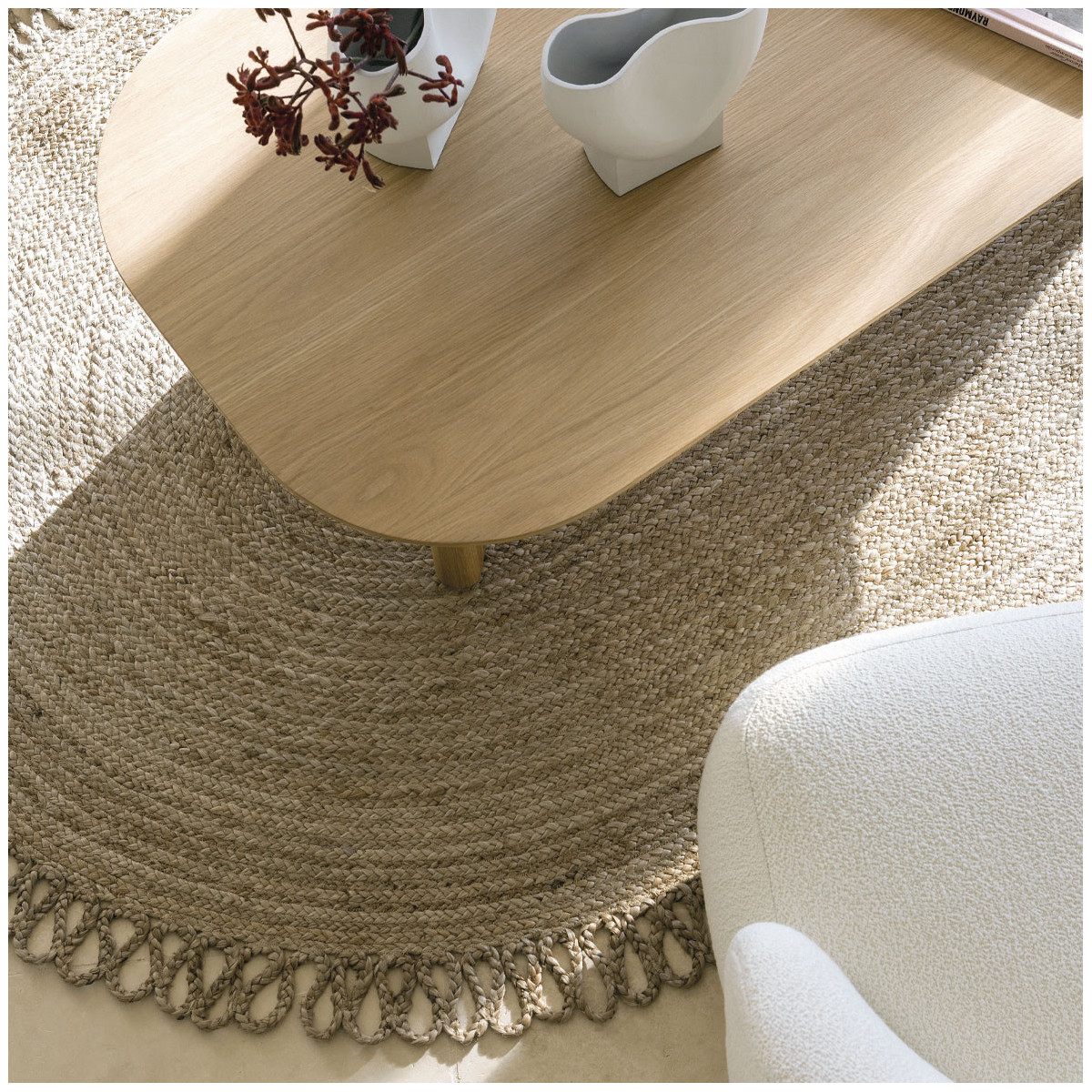 Oval jute rug BLANC D'IVOIRE Golden