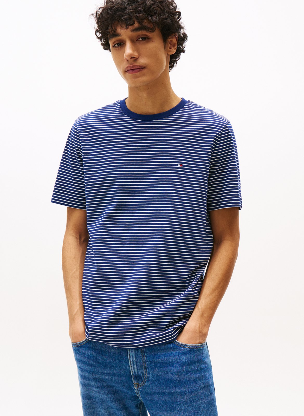 Tee-shirt à col rond en coton TOMMY HILFIGER Bleu