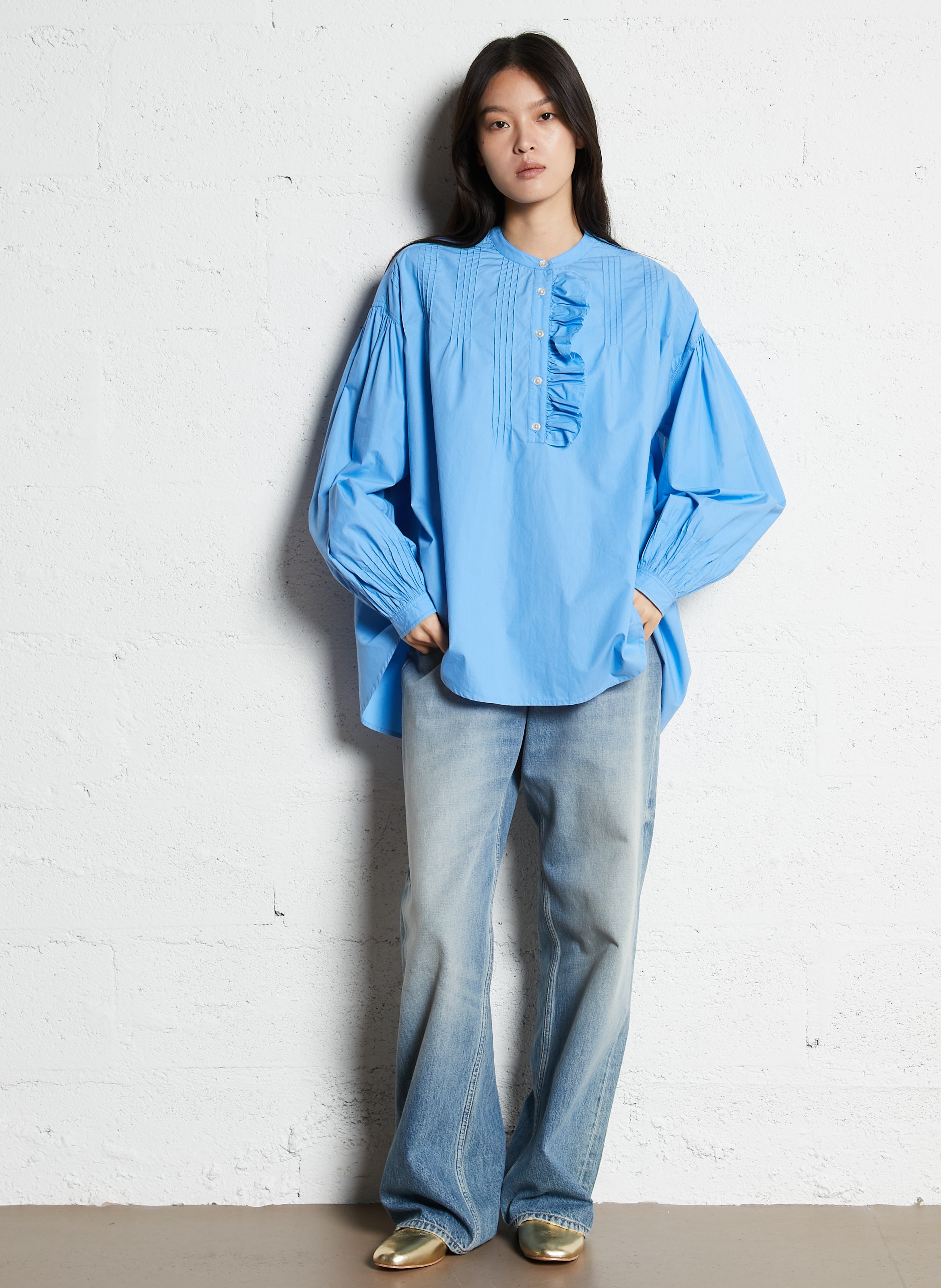 Weite Baumwollbluse LAURENCE BRAS Blau