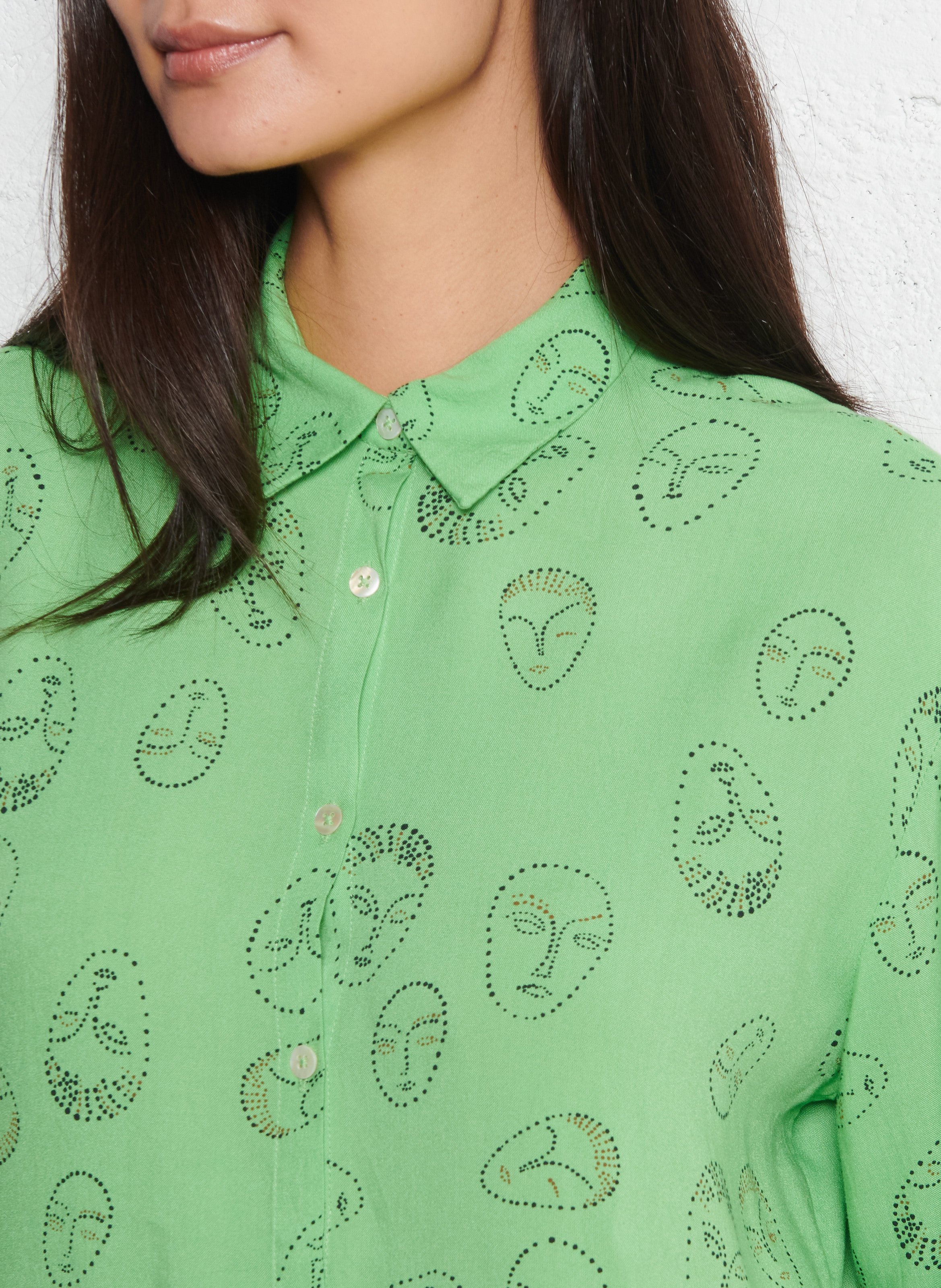 Printed loose-fit shirt with classic collar NICE THINGS Green