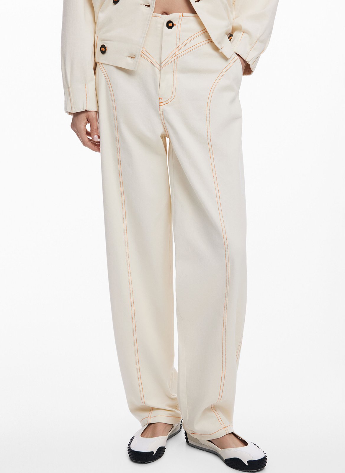 Pantalon large en coton mélangé DESIGUAL Blanc