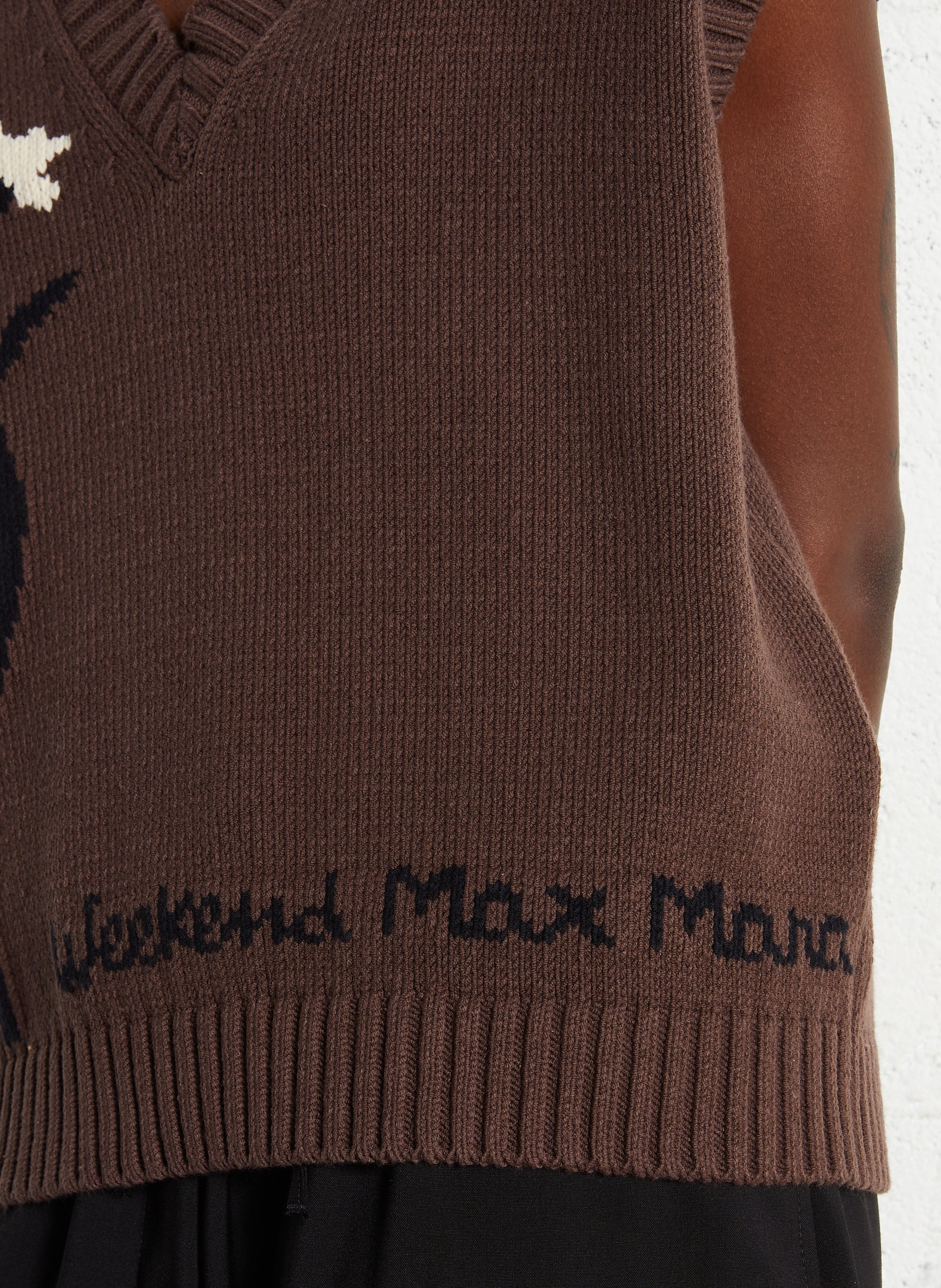 Sleeveless oversized V-neck sweater MAX MARA WEEK END Brown