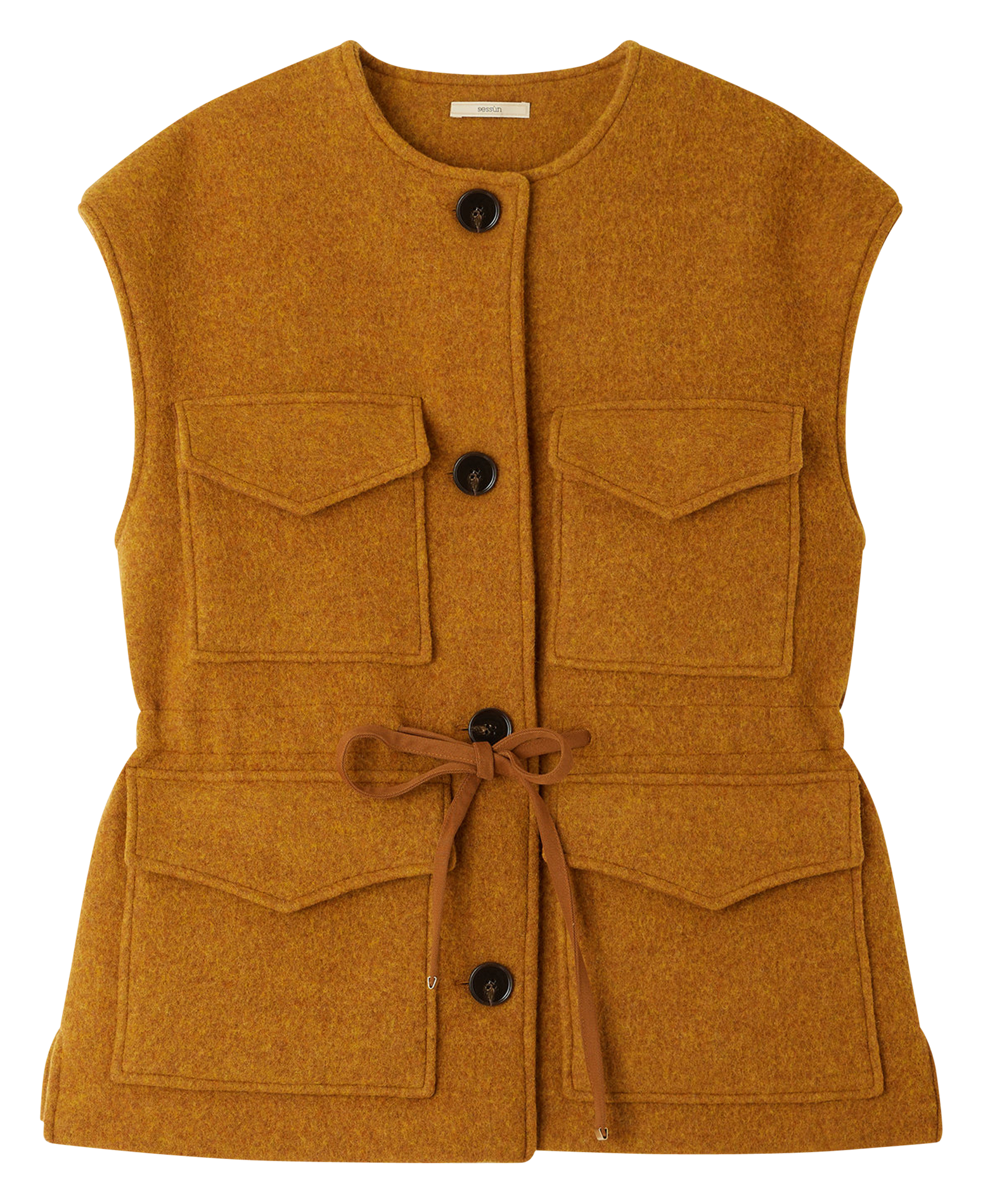 Round-neck wool-blend jacket SESSUN Orange