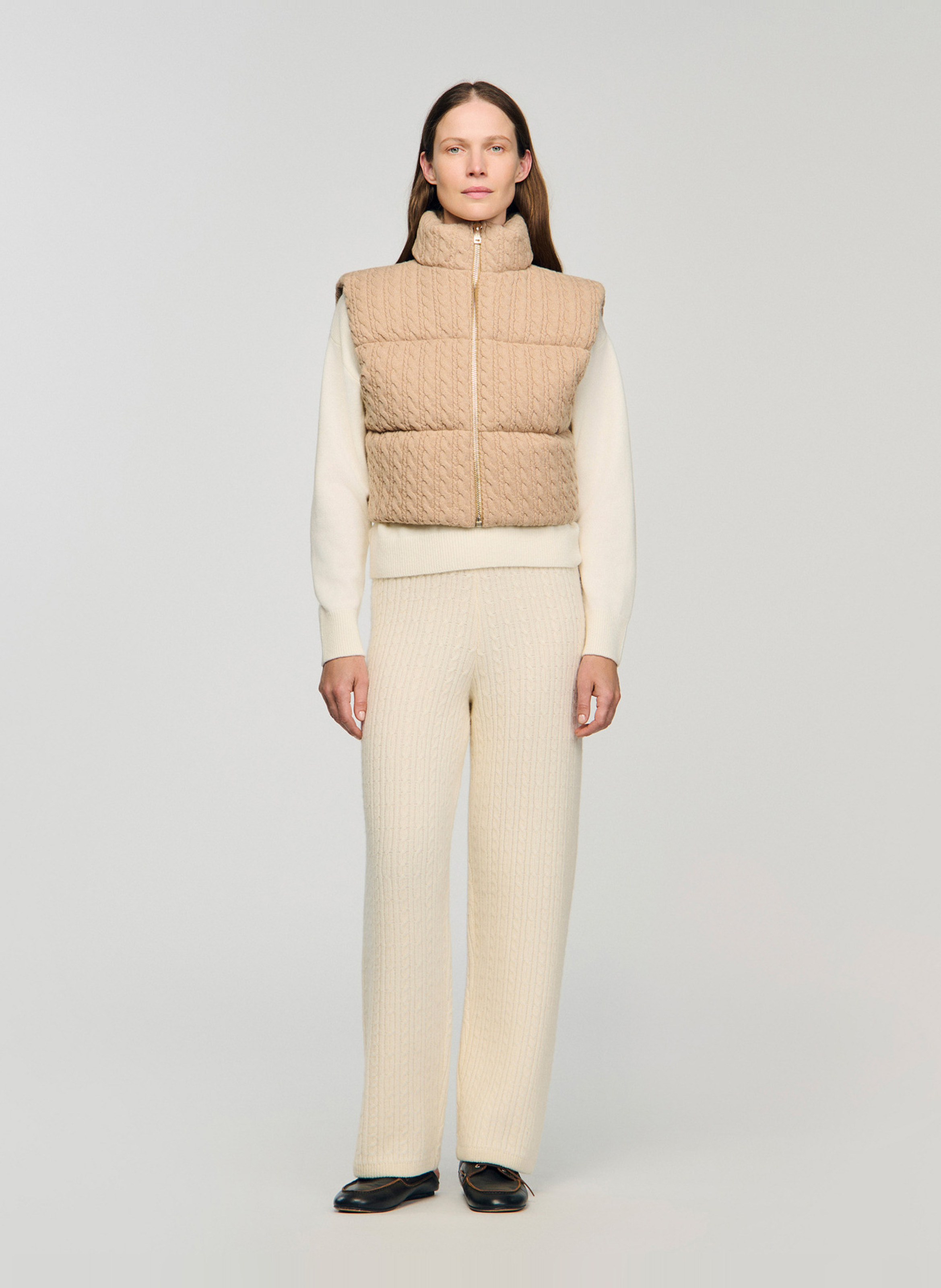 Kort aansluitend wollen jack SANDRO Beige