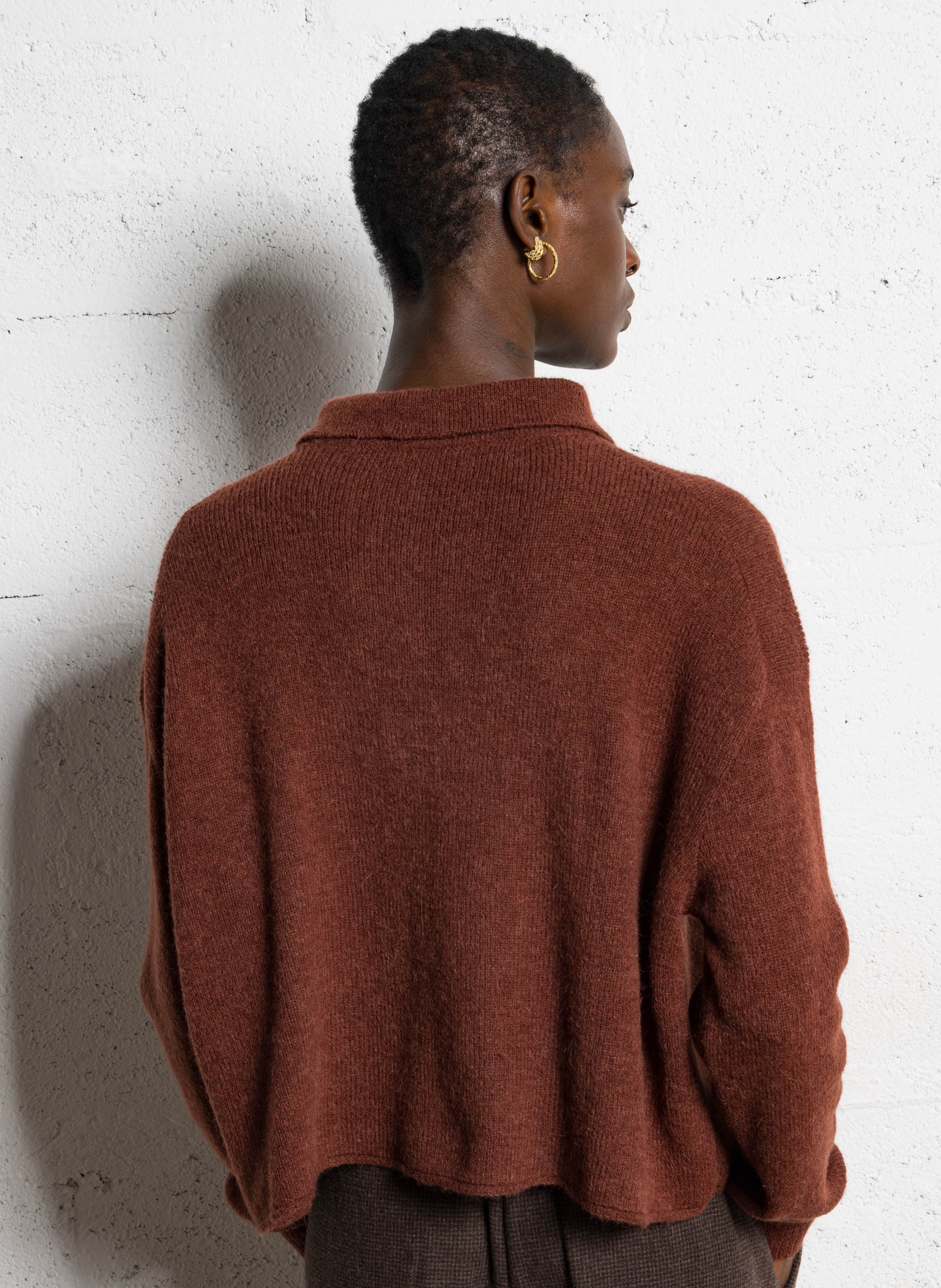 Pull oversize col classique en laine mélangée MASSCOB Rouge