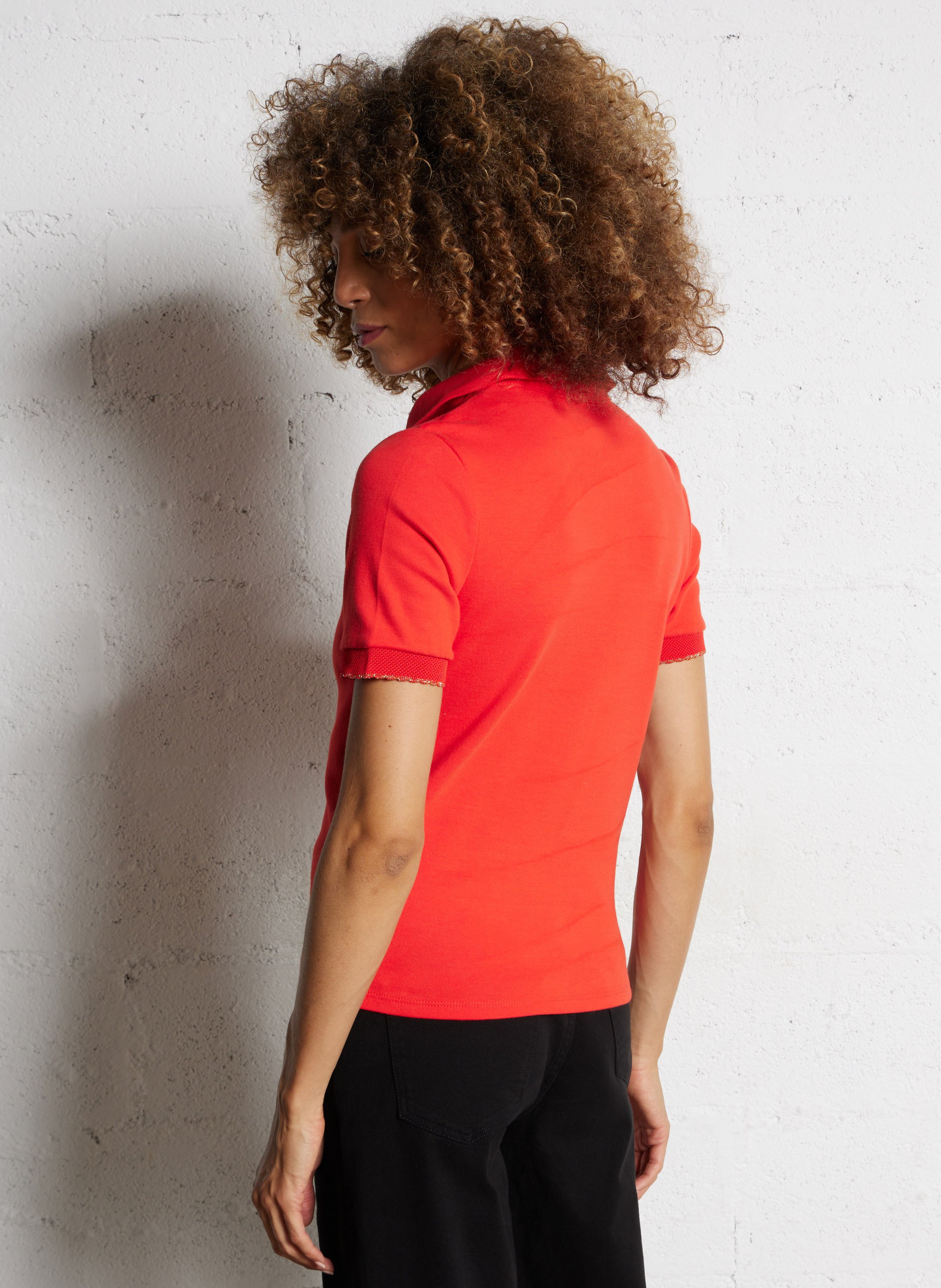 Straight cotton polo shirt I CODE Red