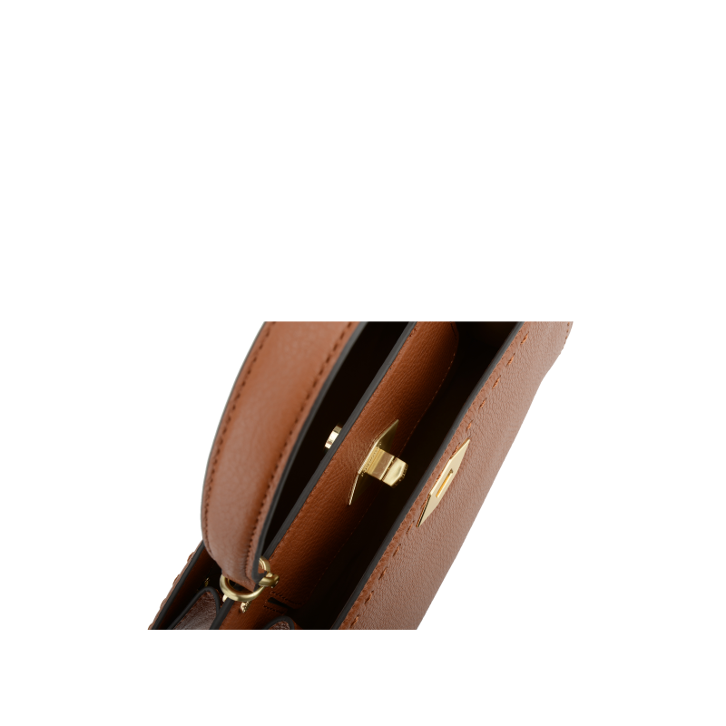 Handbag - cowhide leather POURCHET Brown