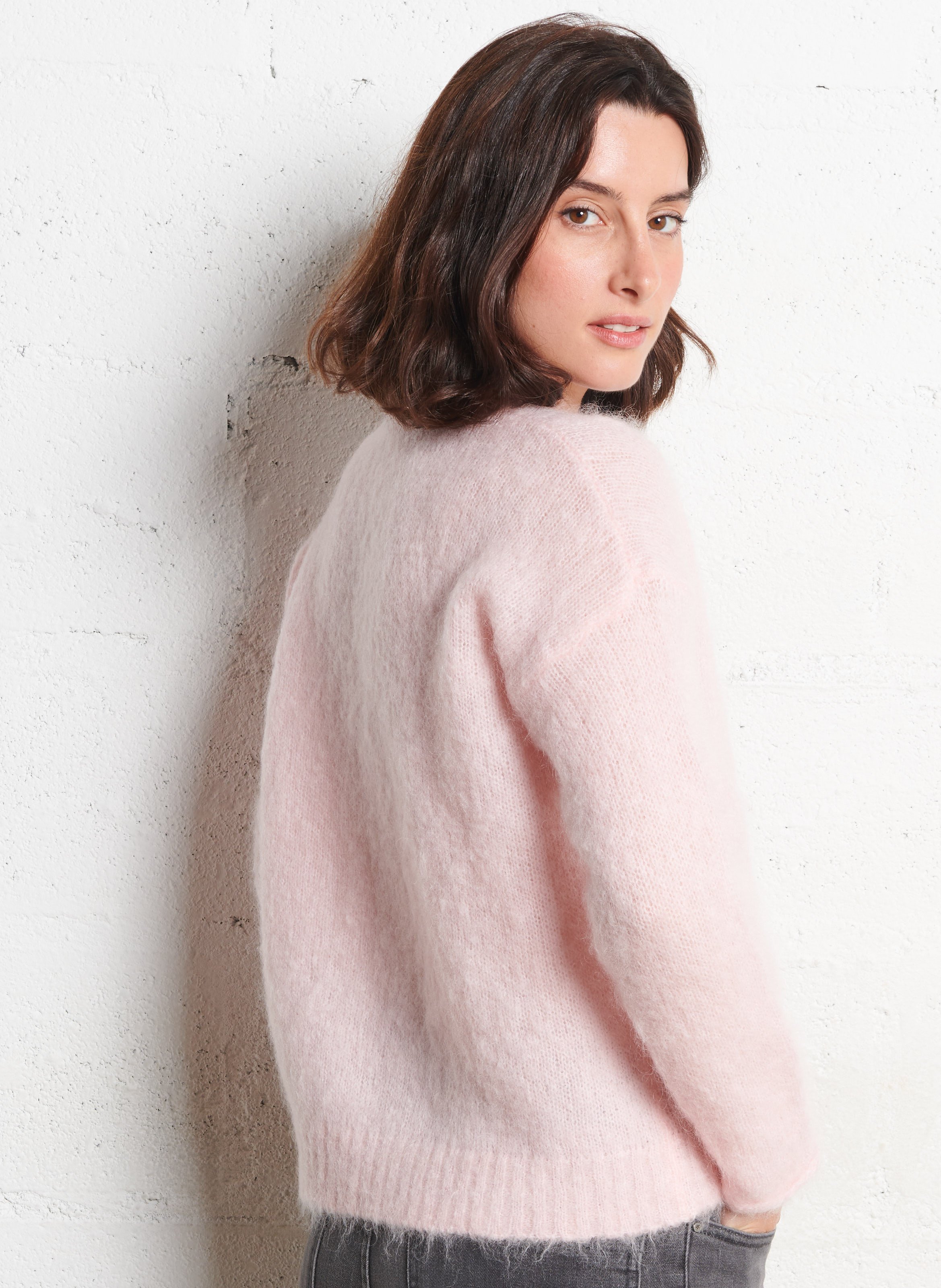 Loose-fit round-neck mohair-blend sweater HOD PARIS Pink