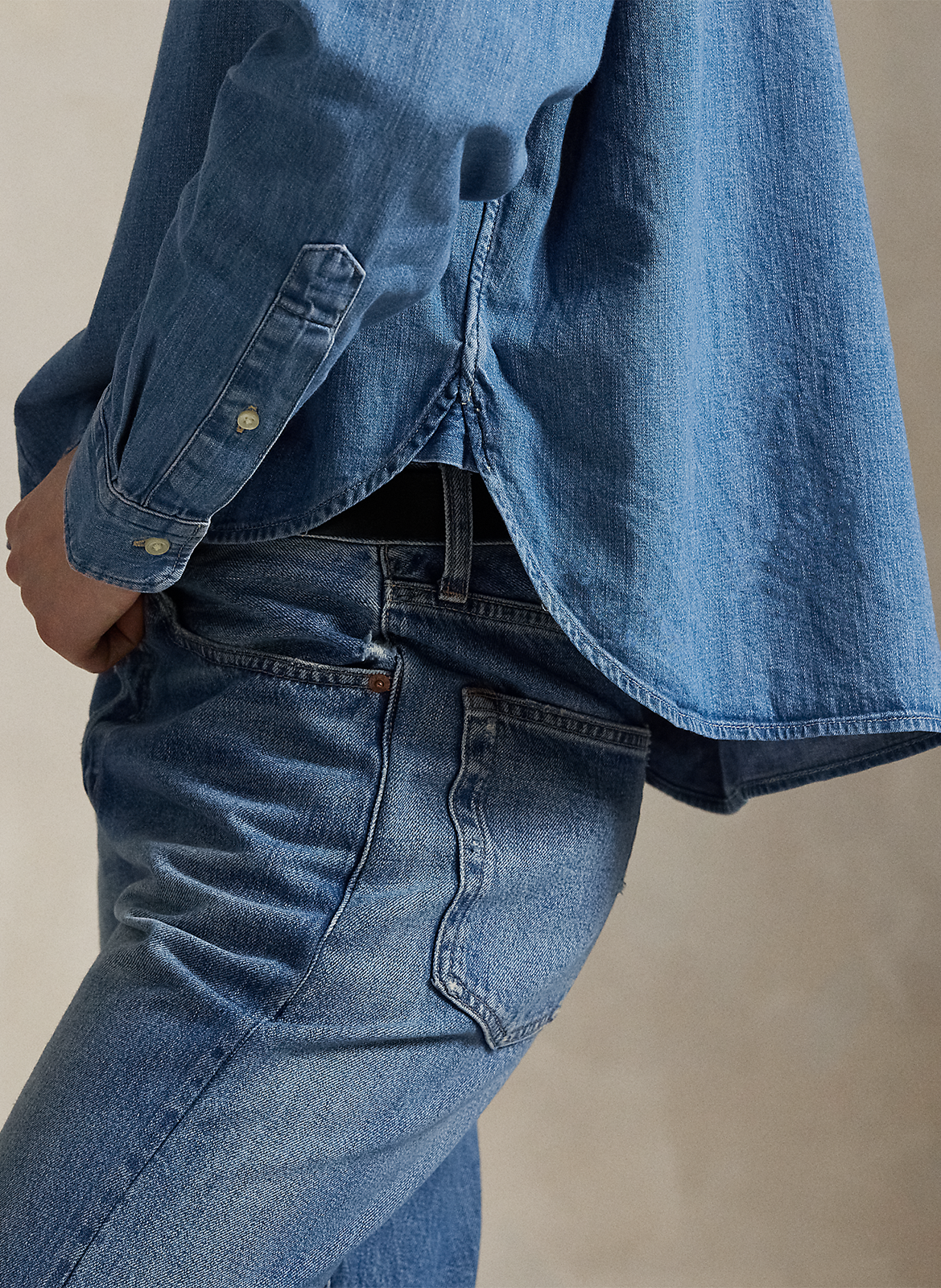 Chemise col classique en coton POLO RALPH LAUREN Bleu