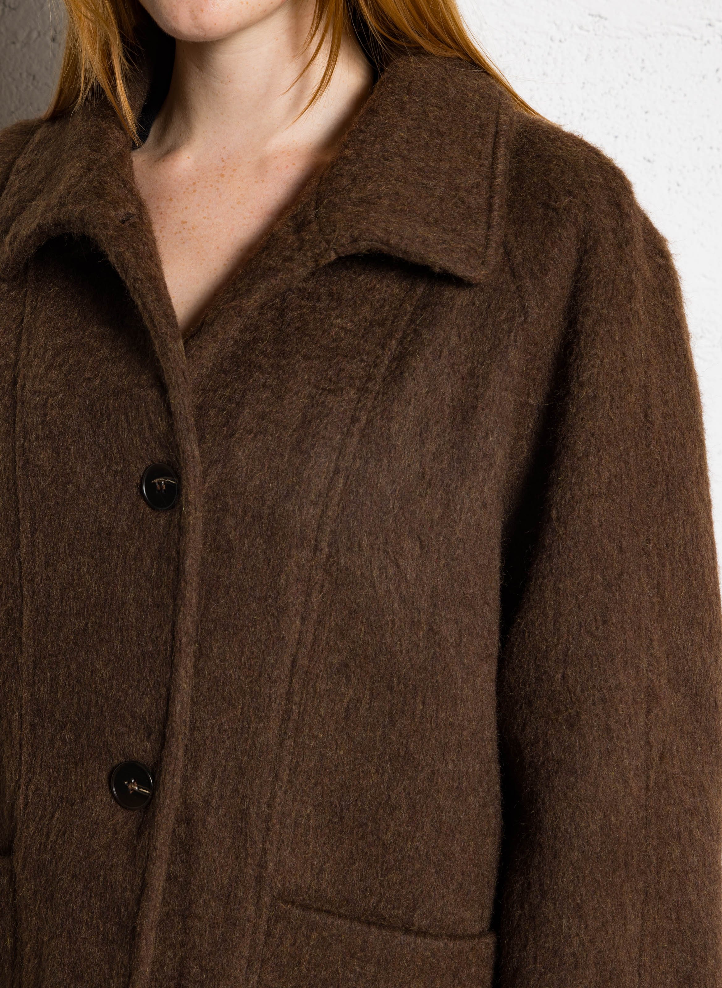 Gerade geschnittene Jacke aus Wollmix mit klassischem Kragen THE KORNER Braun