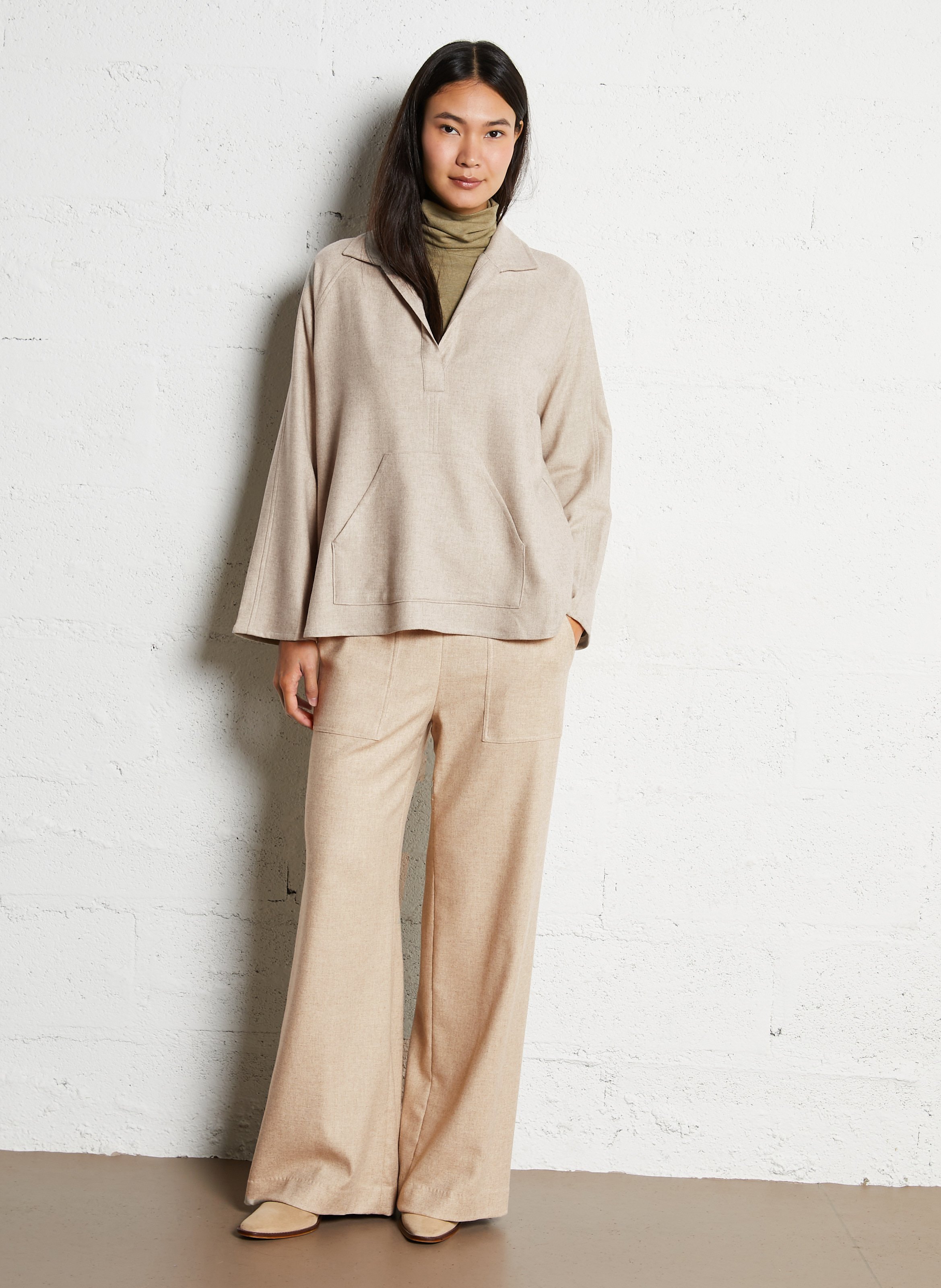 Long-sleeve fluid turtleneck t-shirt MAISON 123 Green