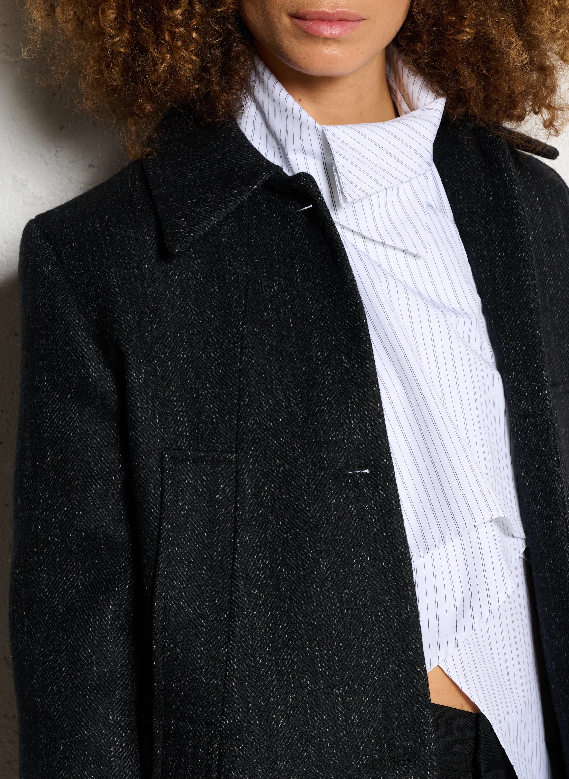 Manteau long col classique en laine mélangée MARGAUX LONNBERG Noir