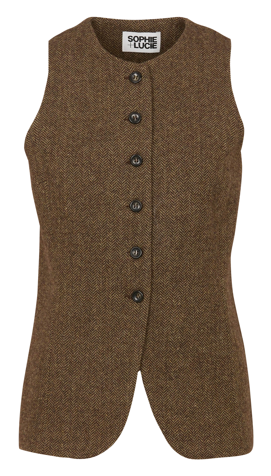 Straight round-neck wool blend printed vest SOPHIE+LUCIE Green