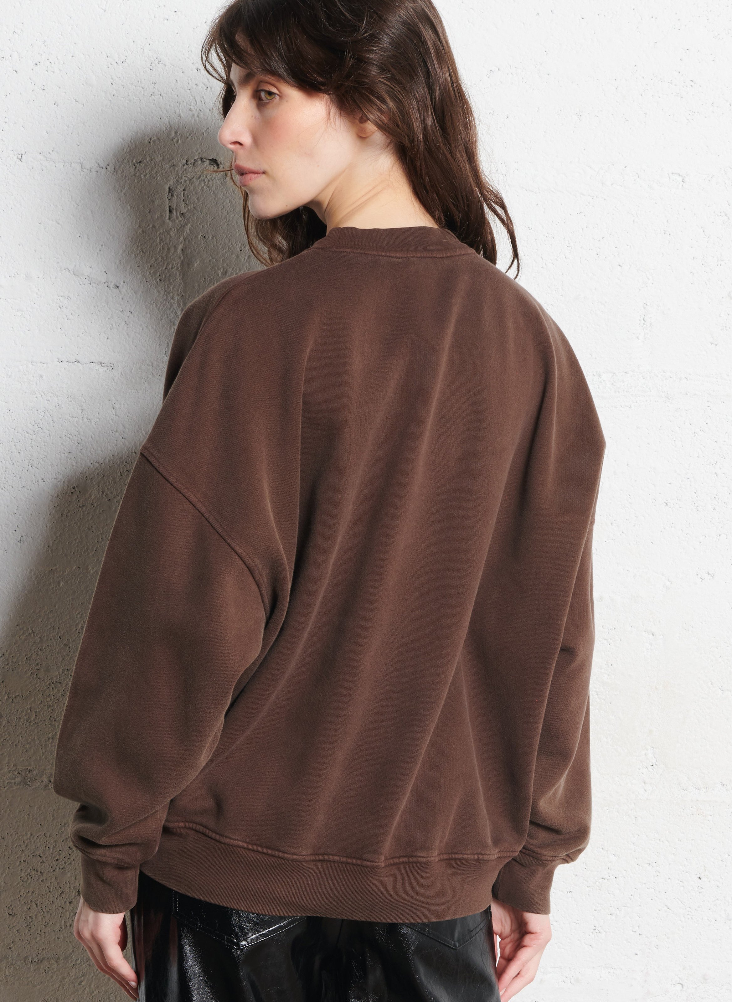 Weit geschnittenes Rundhals-Sweatshirt aus Baumwolle mit Siebdruck AMERICAN VINTAGE Braun