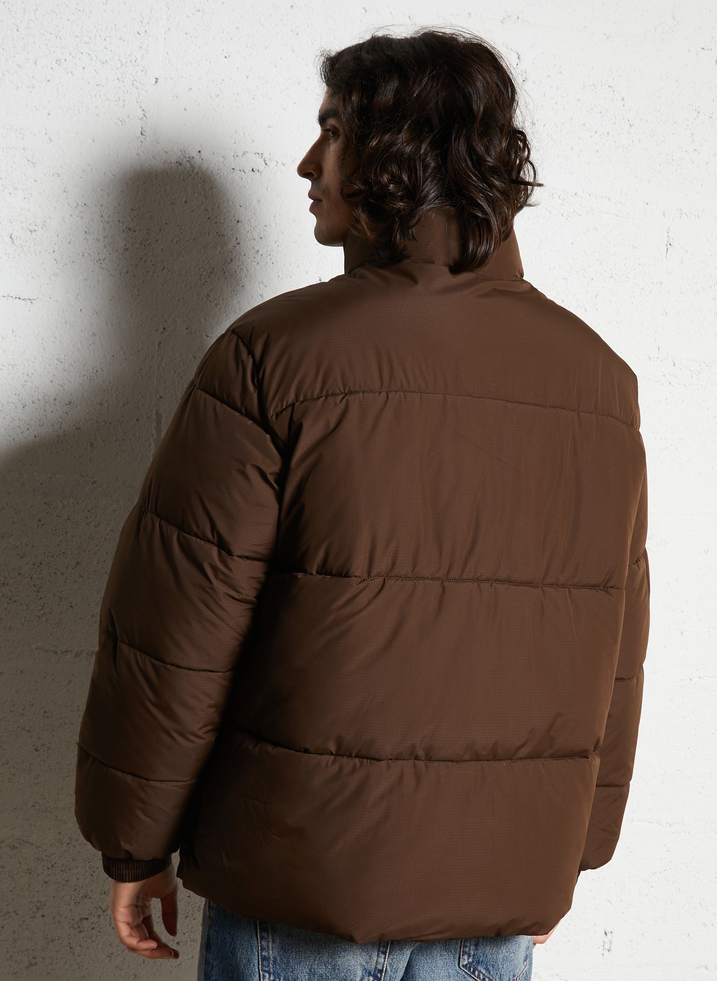 Doudoune col montant matelassée unie SOLID Marron