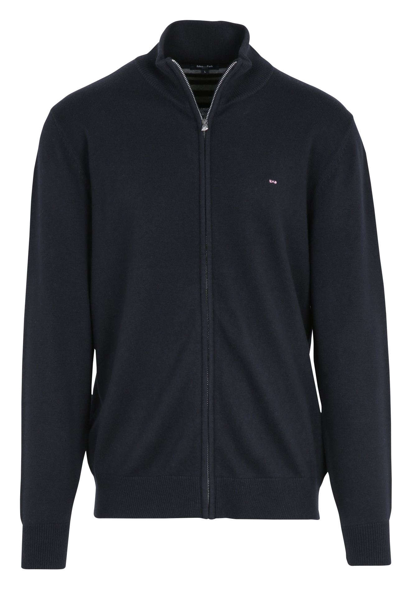 Gilet droit col montant en laine et coton EDEN PARK Bleu