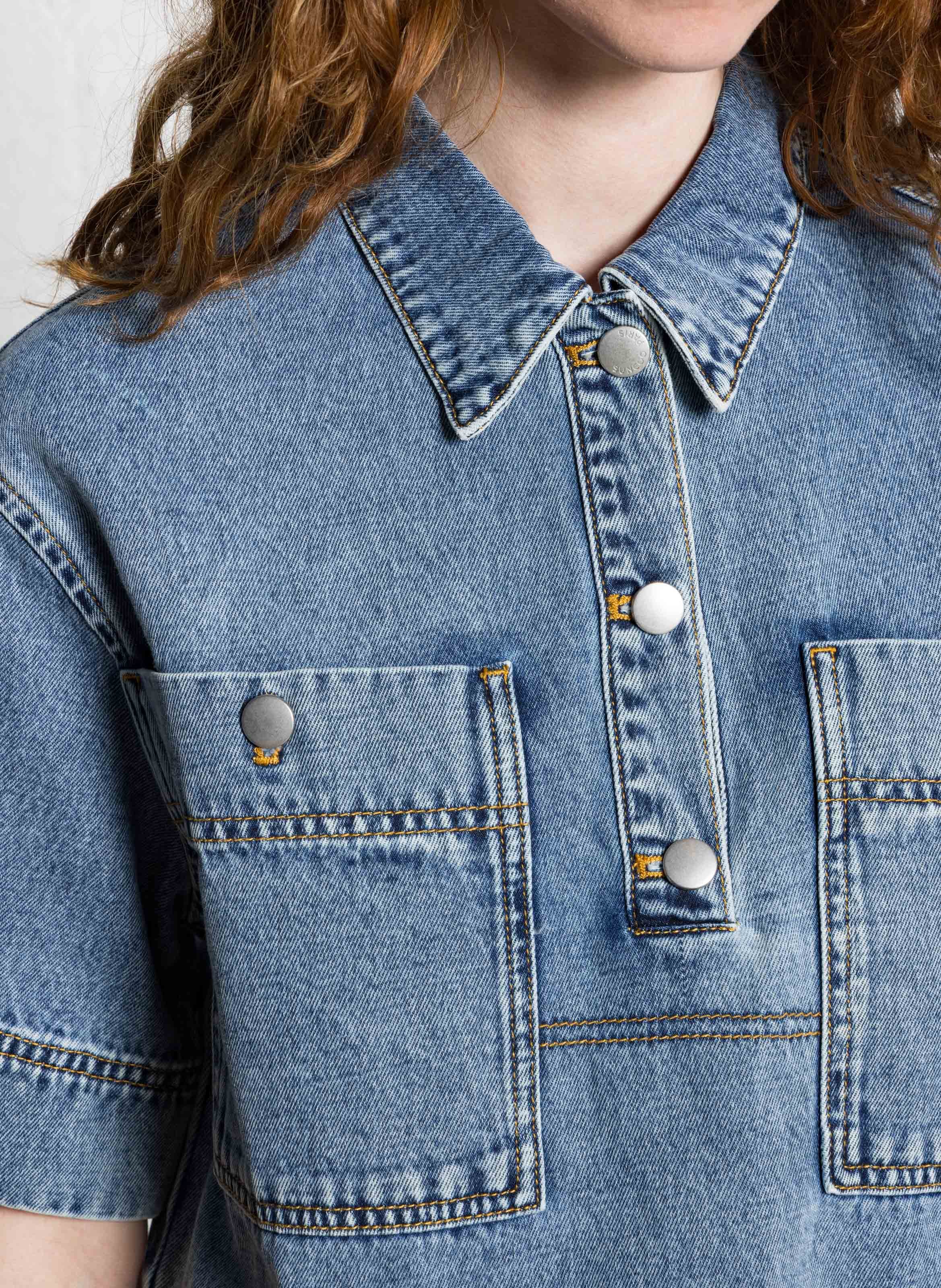 Chemise col classique en jean SUNCOO Bleu