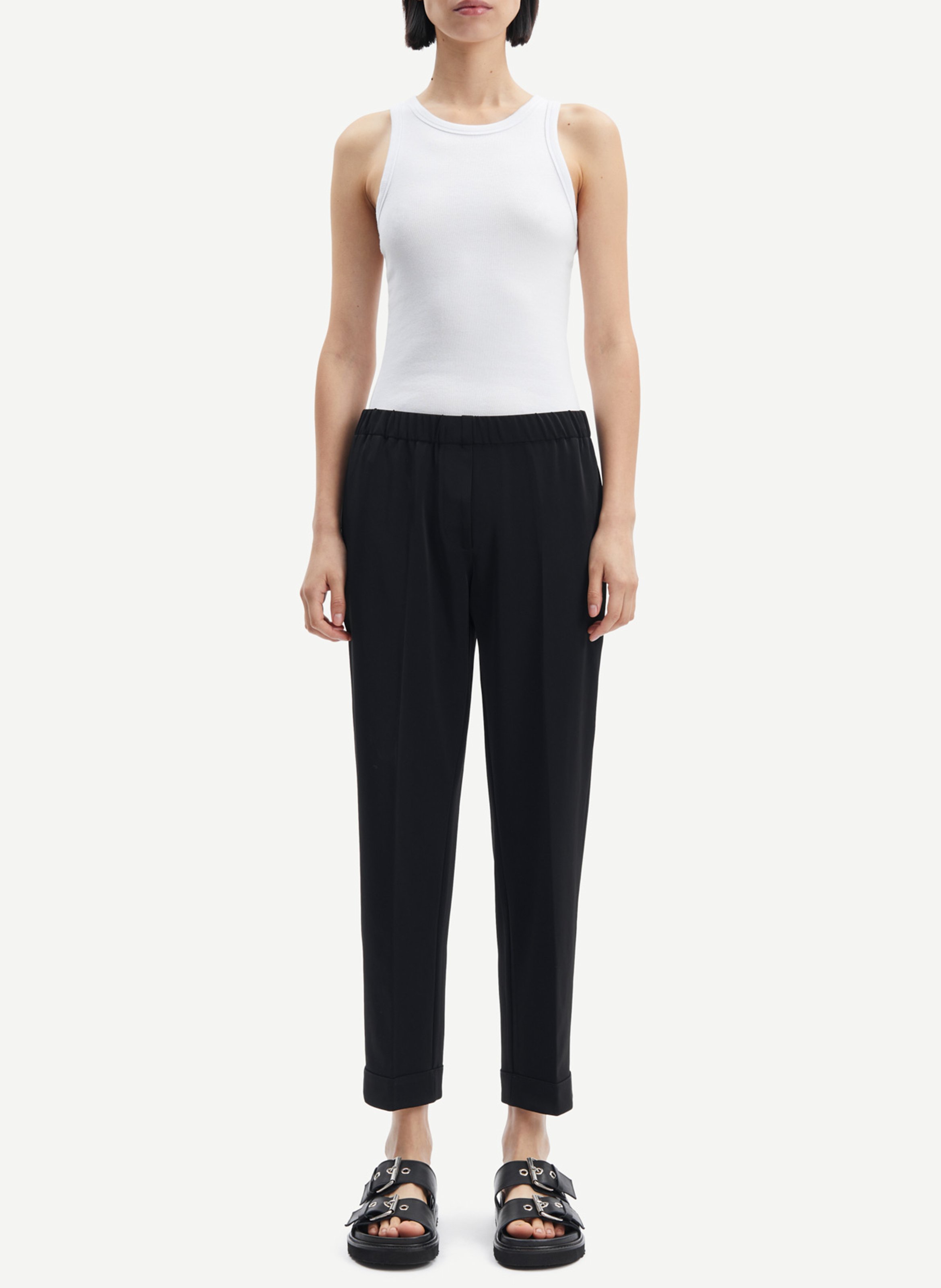 Débardeur col rond côtelé en coton bio SAMSOE SAMSOE Blanc