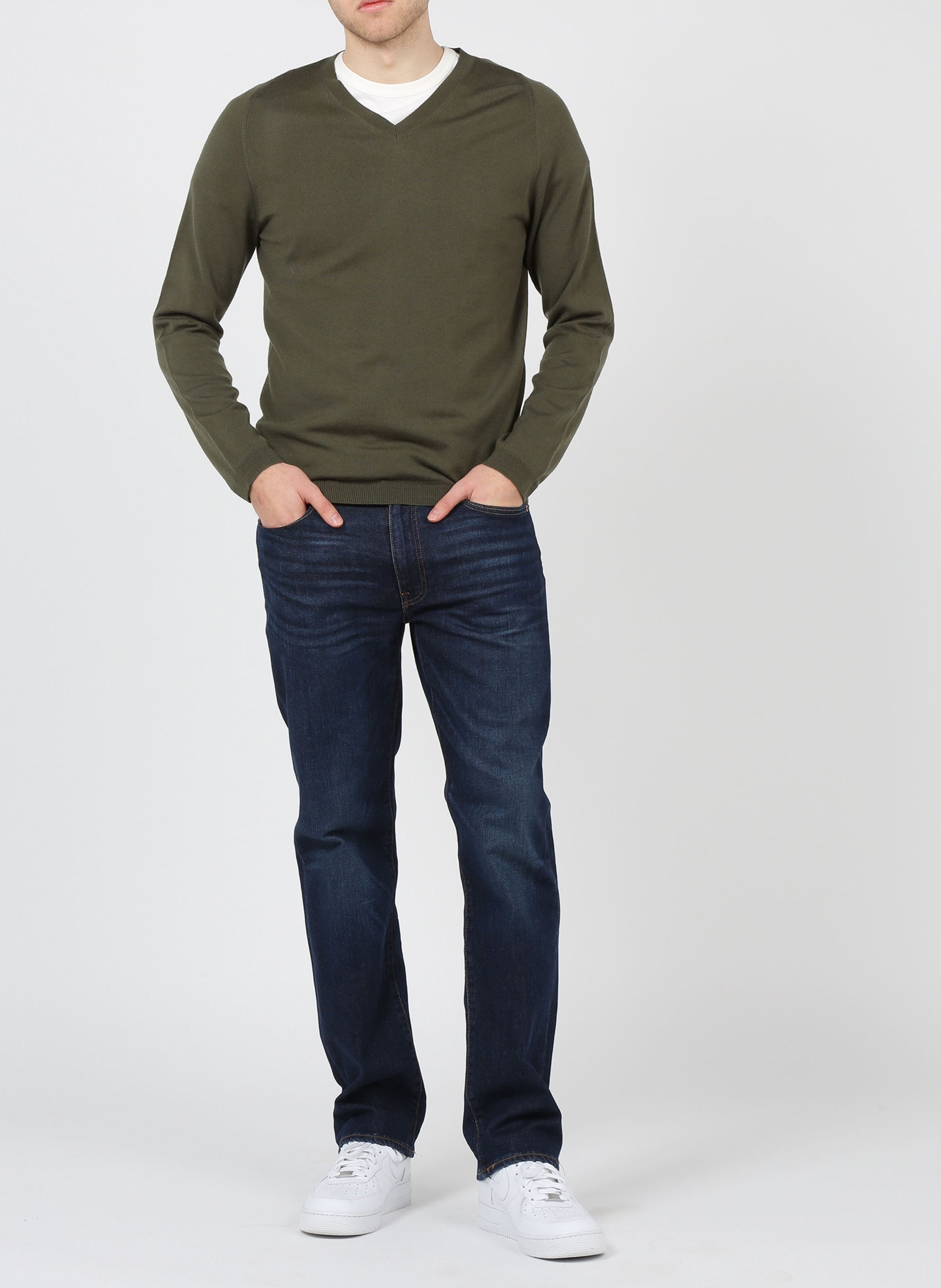 Wollpullover mit V-Ausschnitt, Regular Fit AU PRINTEMPS PARIS Khaki