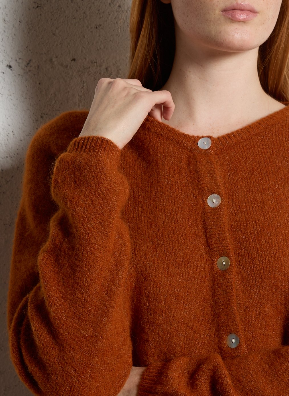 Gilet ample col rond en laine mélangée AMERICAN VINTAGE Marron