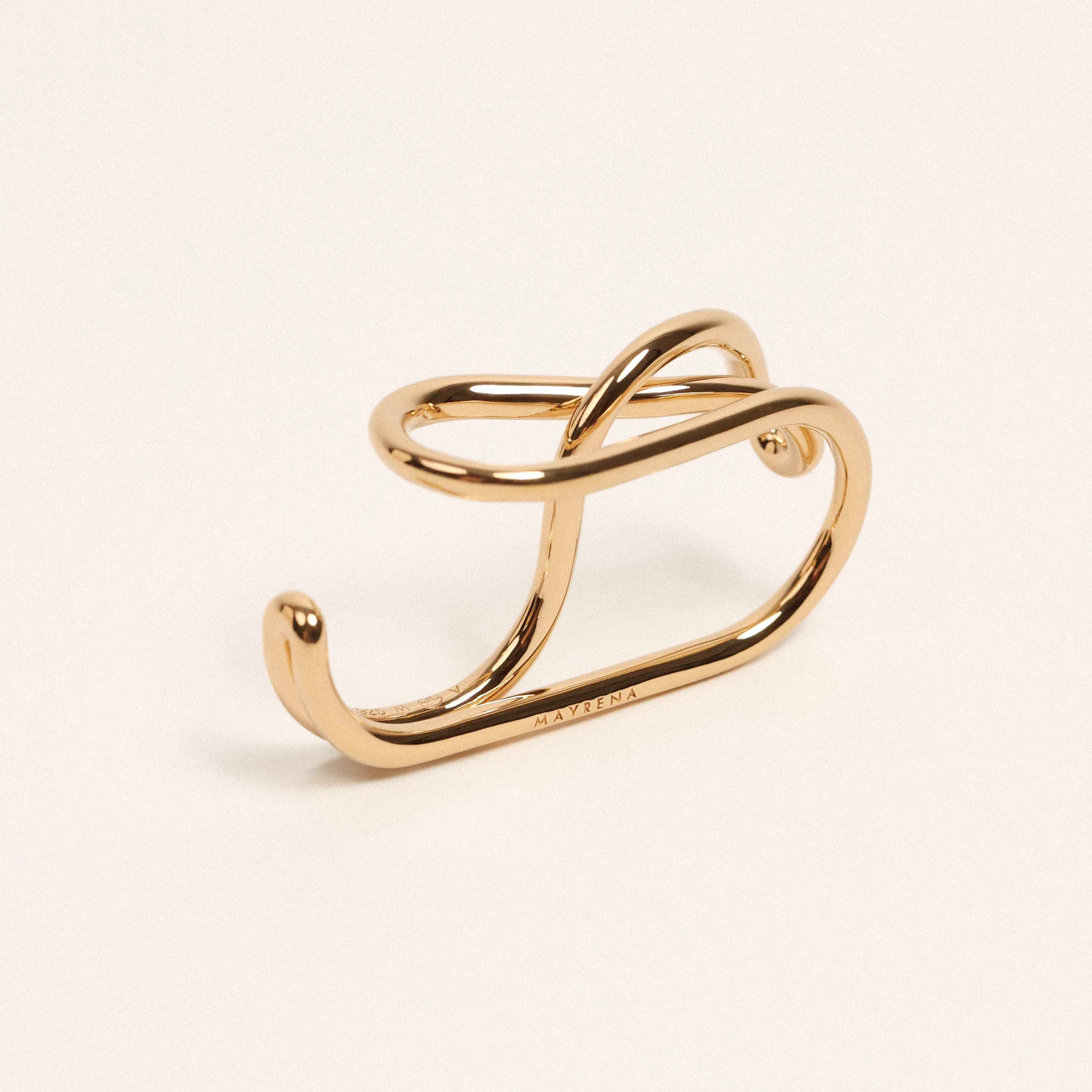 Double ring, recycled silver MAYRENA Golden