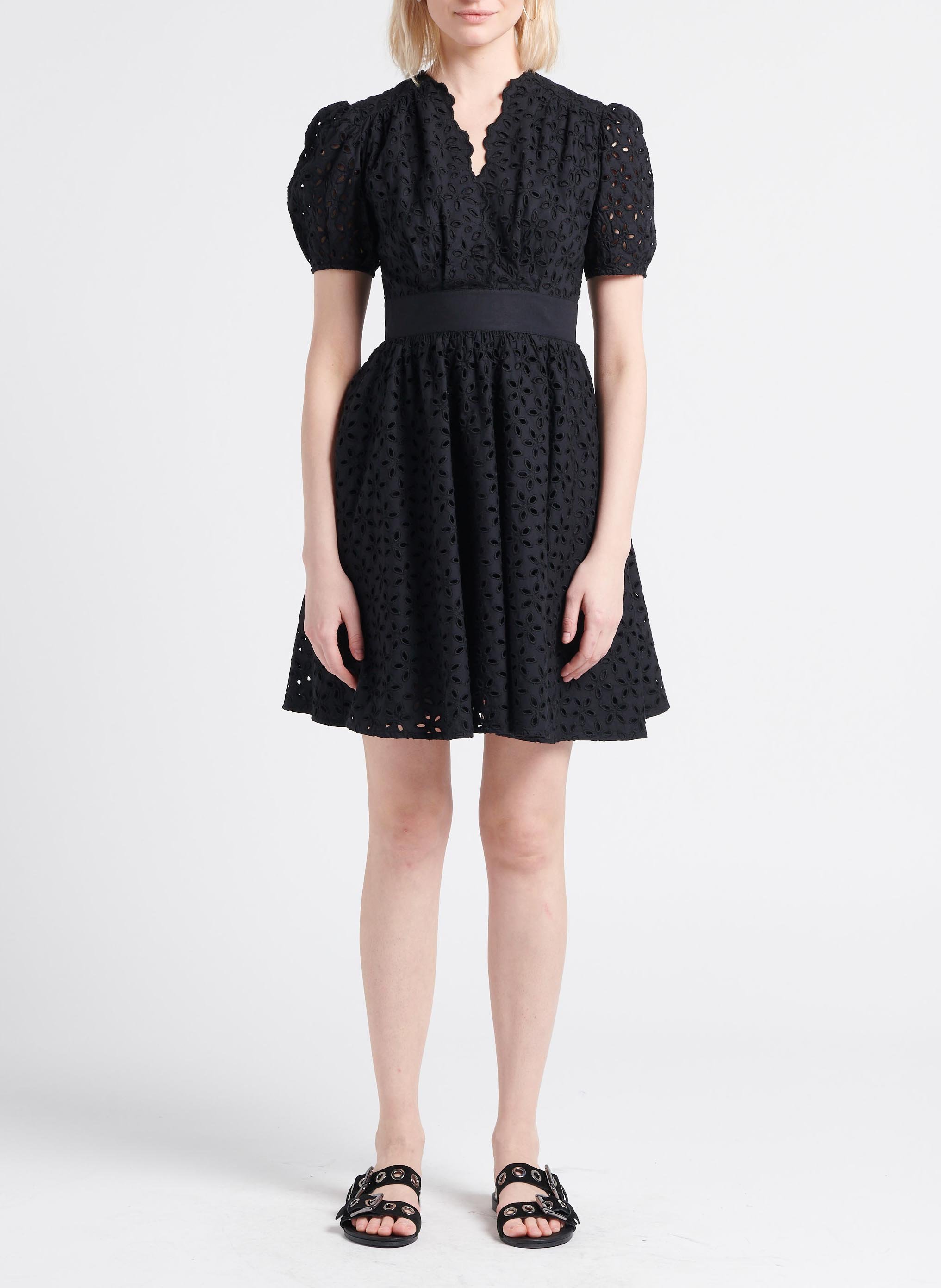 Short cotton broderie anglaise dress PINKO Black
