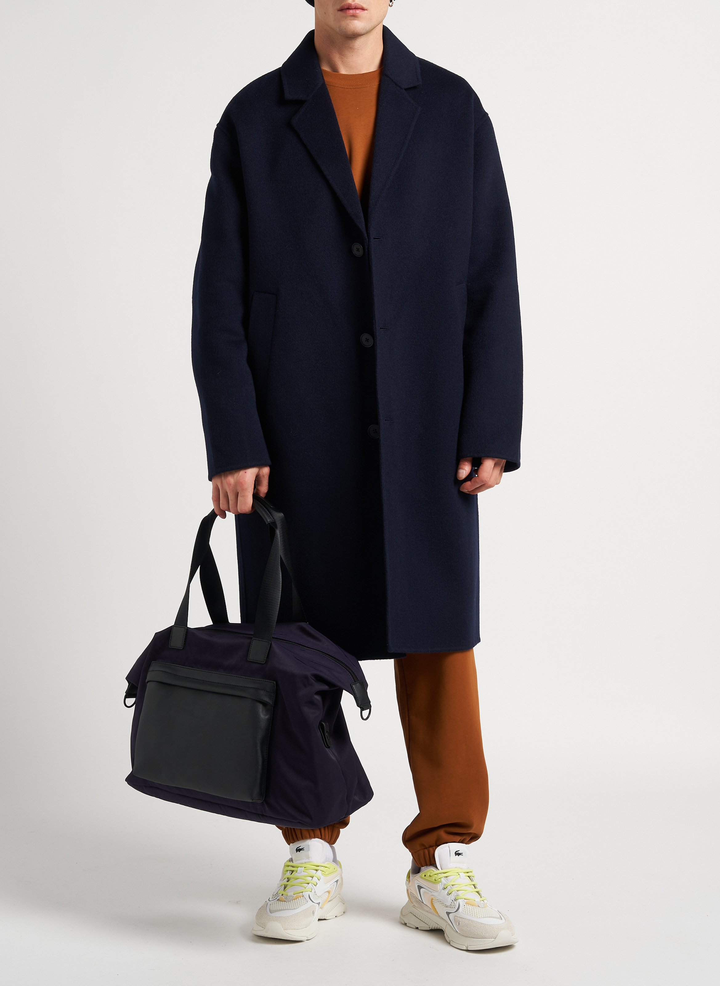 Langer, gerade geschnittener Wollmantel SAISON 1865 Blau