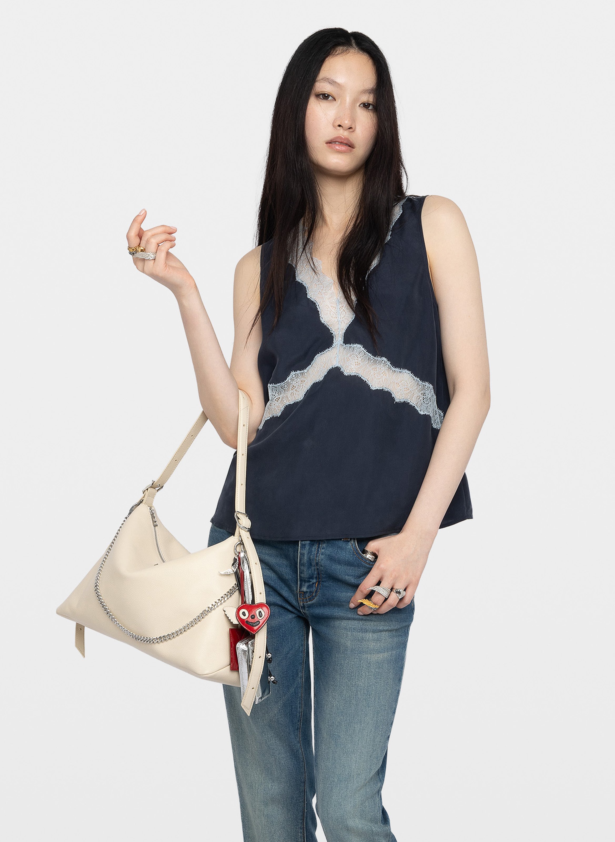 Gerader Seiden-V-Ausschnitt-Top ZADIG&VOLTAIRE