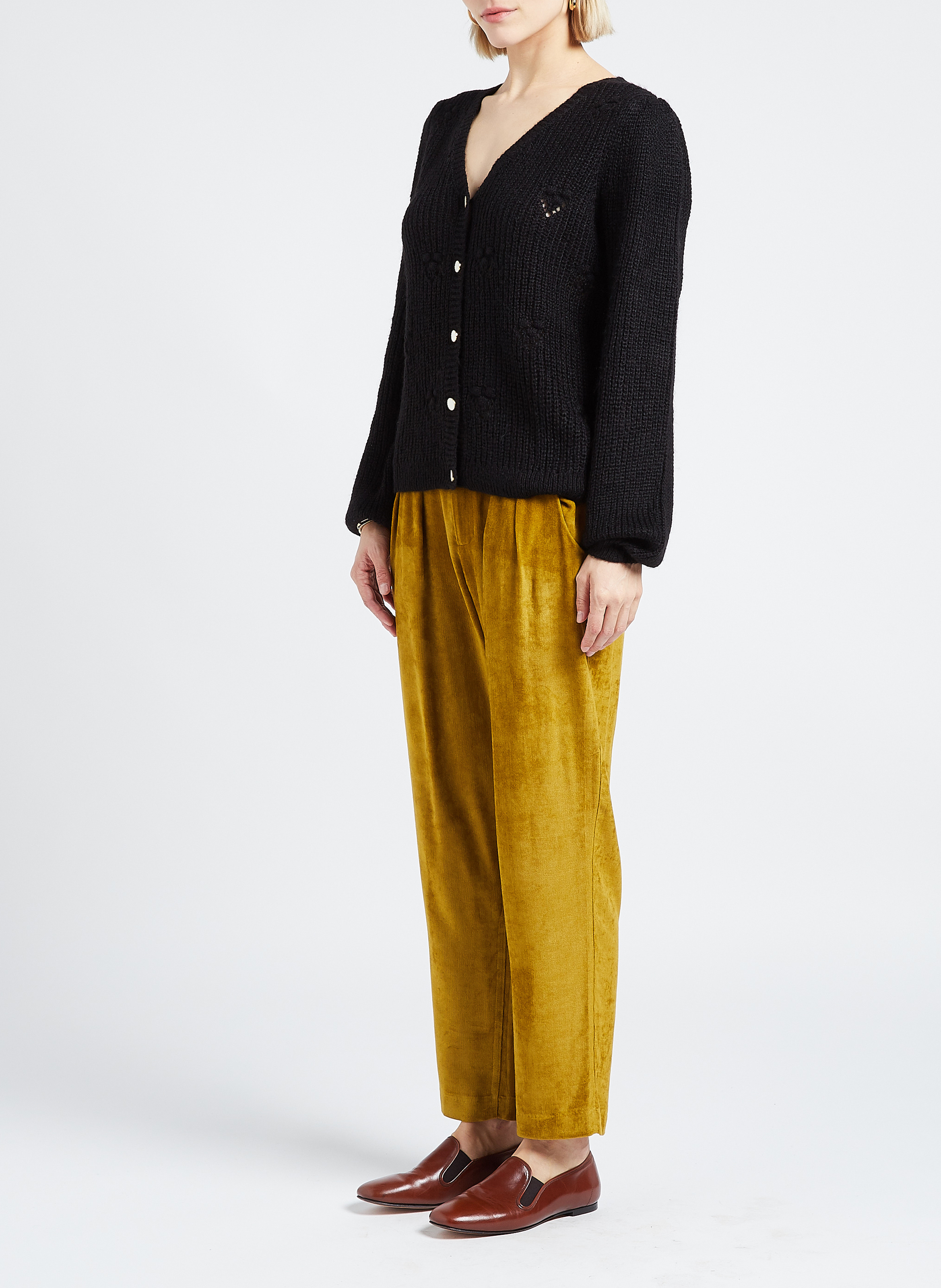 Pantalon fluide en velours côtelé  THE NEW SOCIETY Vert