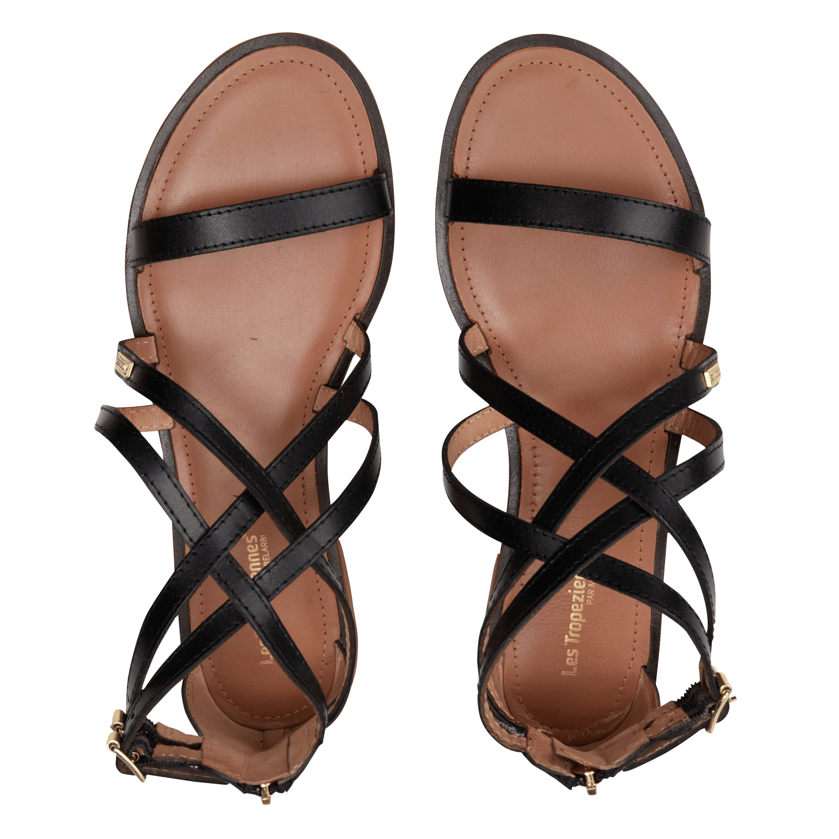 Sandales plates à brides en cuir LES TROPEZIENNES PAR M.BELARBI Noir