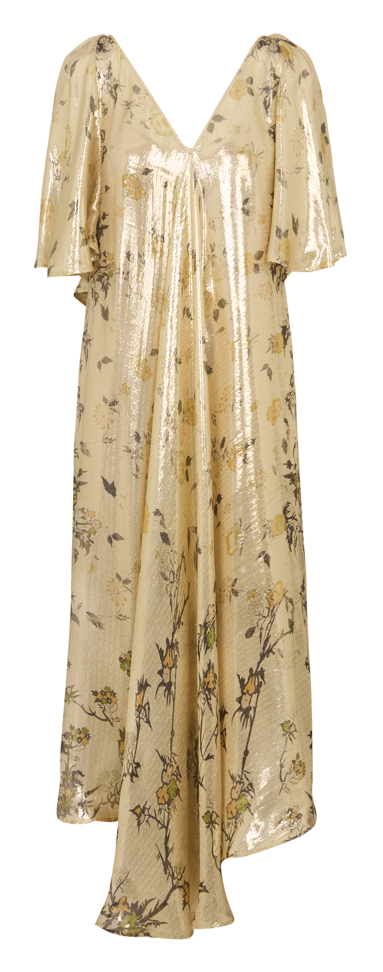 Halflange, zijden jurk met print en decolleté MES DEMOISELLES Veelkleurig