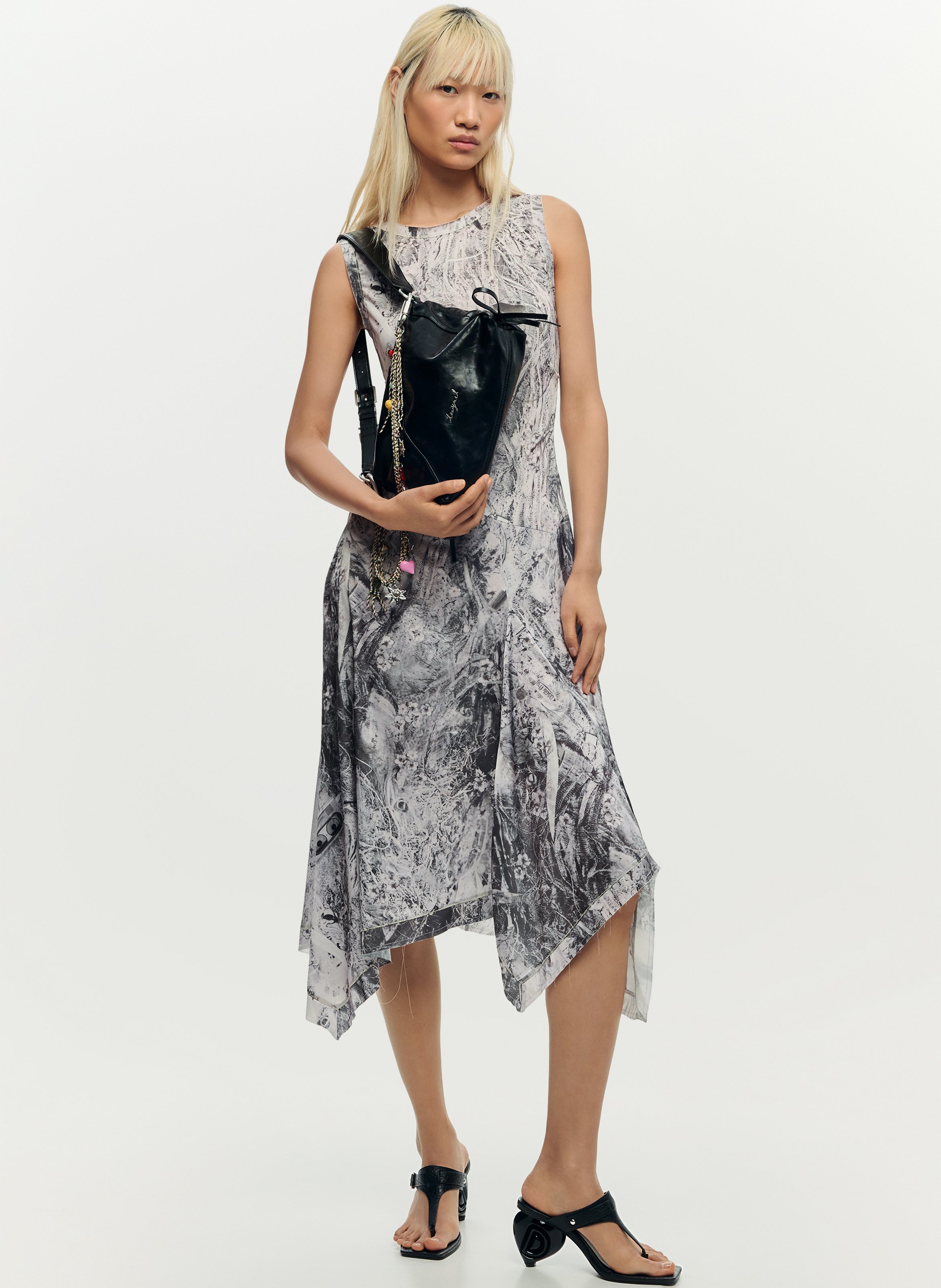 Robe midi col rond imprimée DESIGUAL Noir