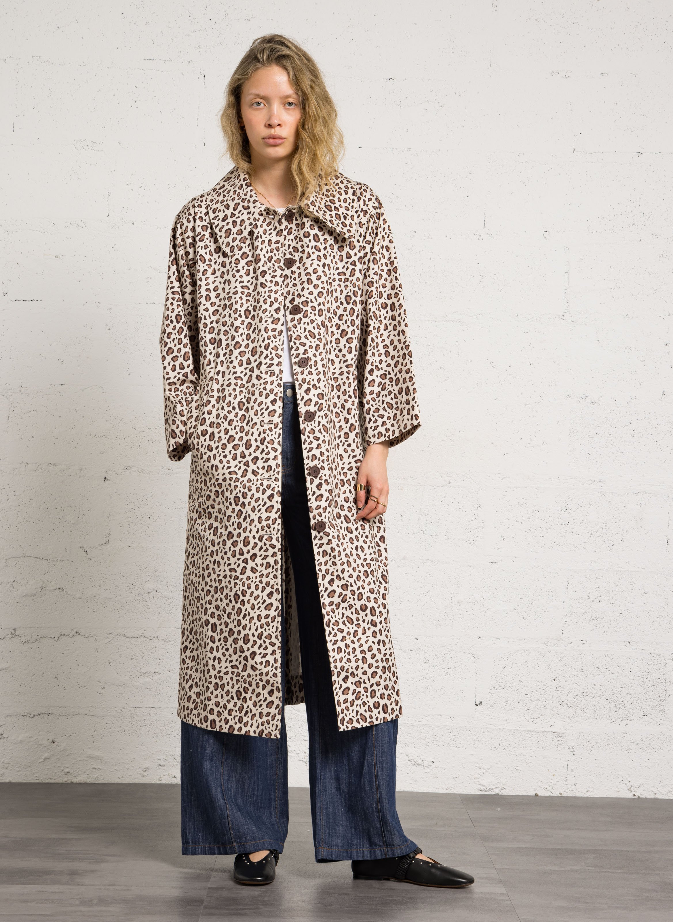 Printed coat with classic collar THE TINY BIG SISTER Beige